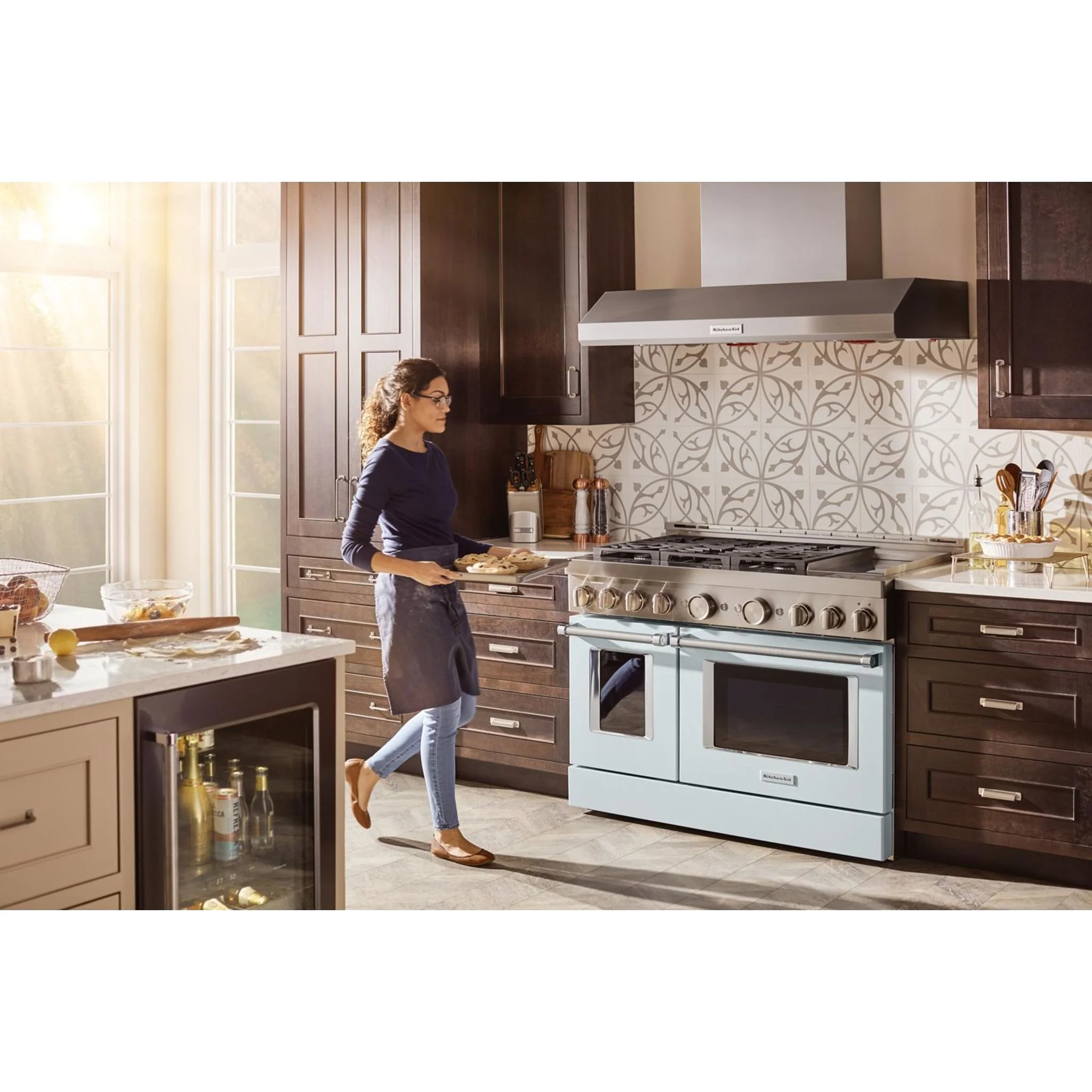 KitchenAid 48'' Smart Commercial-Style Gas Range with Griddle - Misty Blue (KFGC558JMB) - Image 12