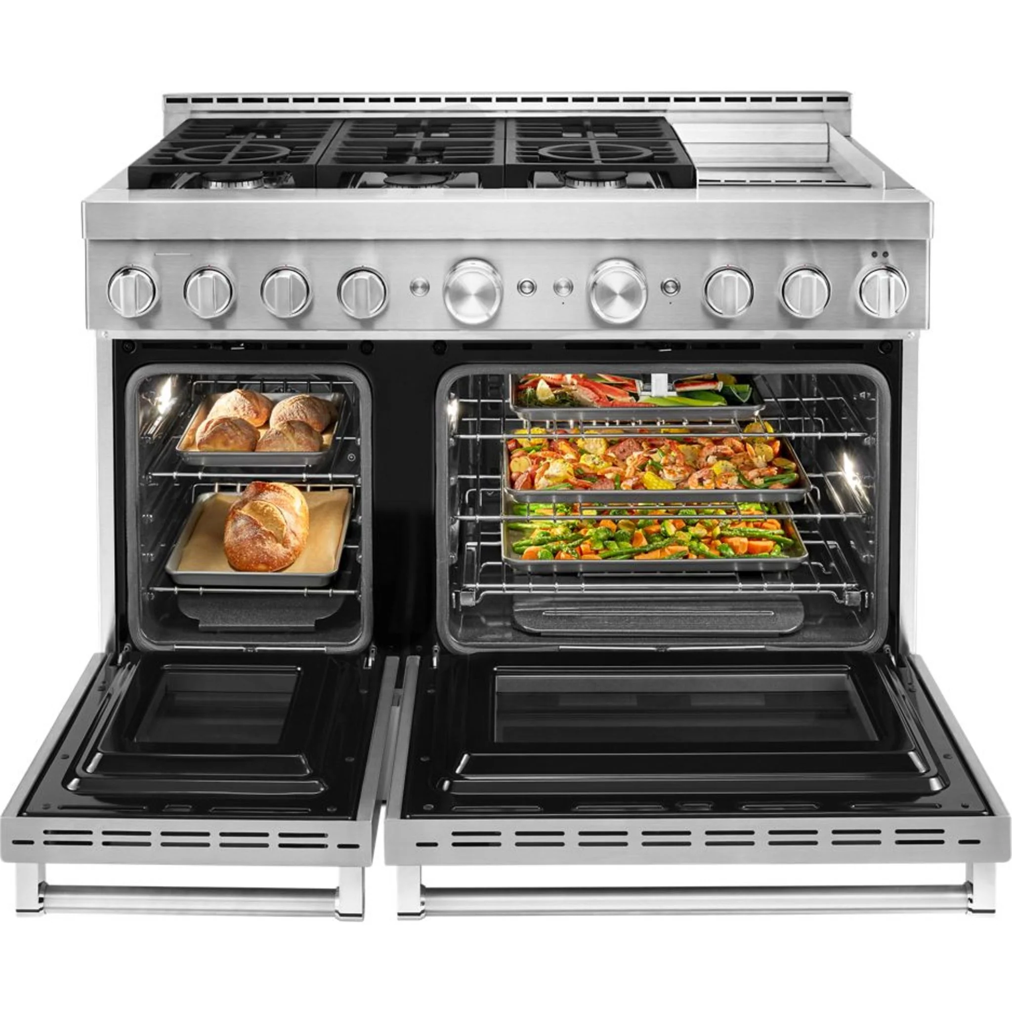 KitchenAid 48'' Smart Commercial-Style Gas Range with Griddle - Misty Blue (KFGC558JMB) - Image 15