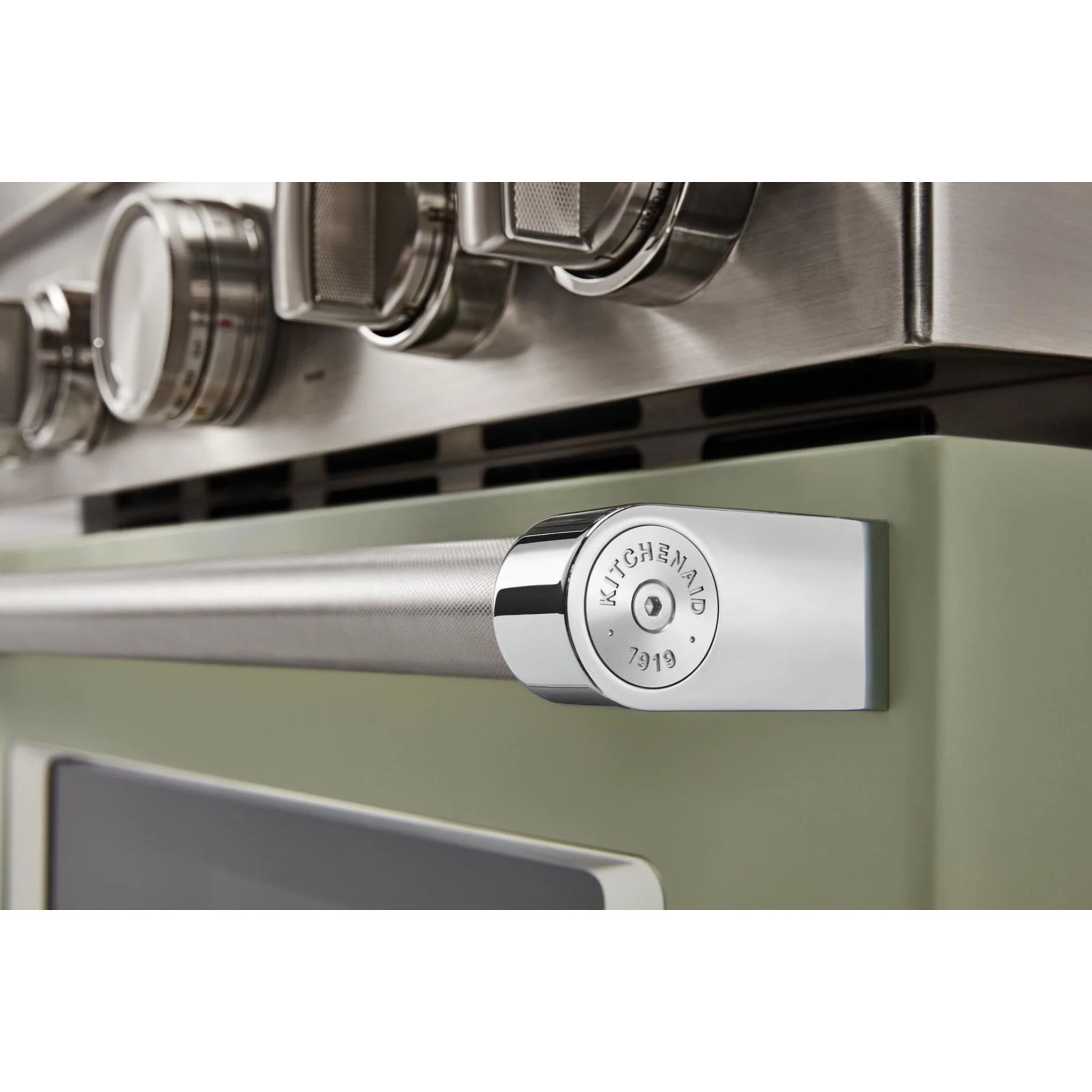 KitchenAid  36'' Smart Commercial-Style Gas Range with 6 Burners - Avocado Cream - Passion Red (KFGC506JAV) - Image 9