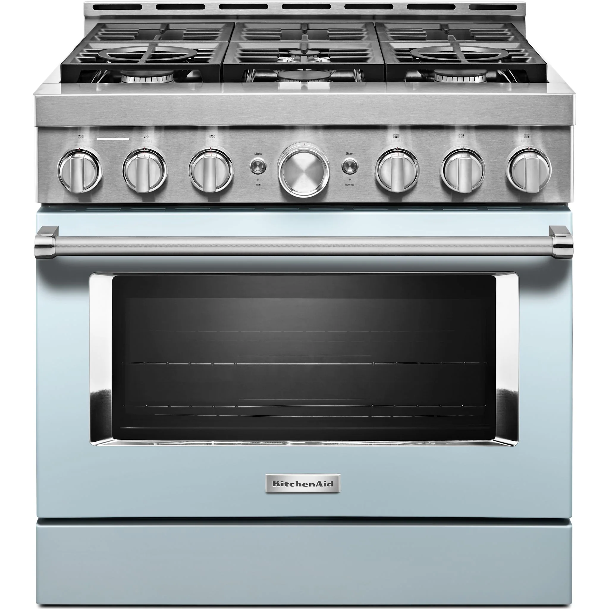 KitchenAid 36'' Smart Commercial-Style Gas Range with 6 Burners - Misty Blue (KFGC506JMB)