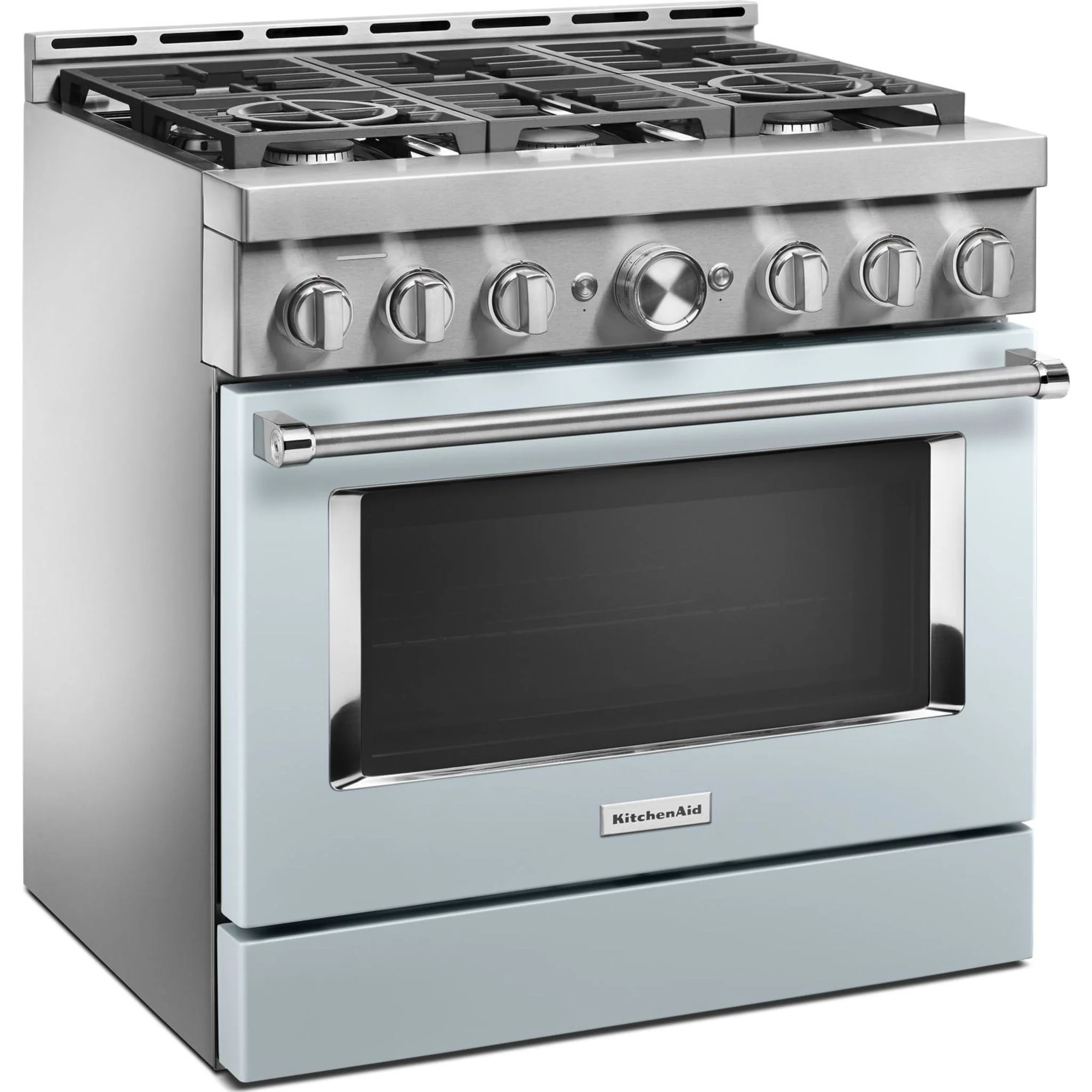 KitchenAid 36'' Smart Commercial-Style Gas Range with 6 Burners - Misty Blue (KFGC506JMB) - Image 42