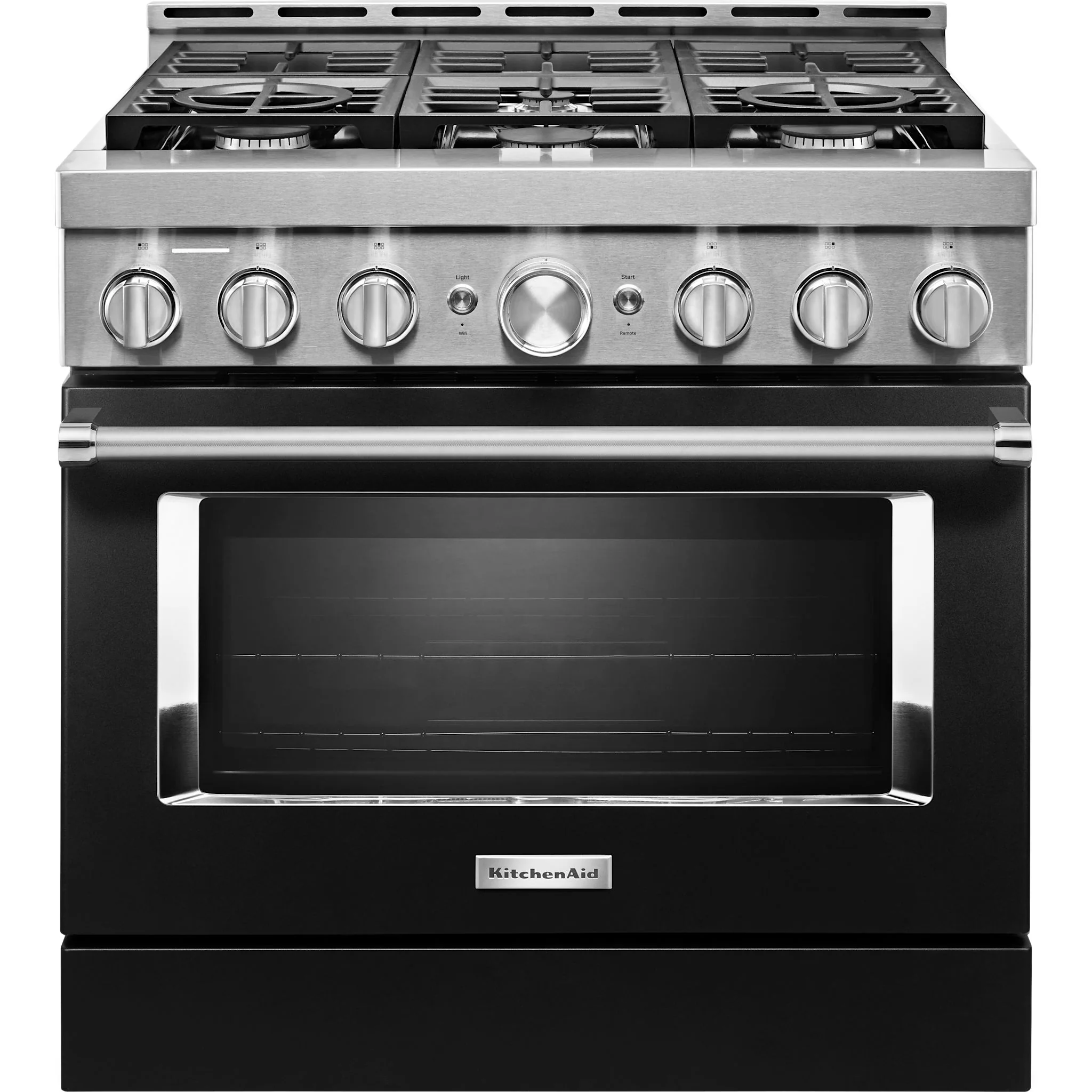 KitchenAid 36'' Smart Commercial-Style Gas Range with 6 Burners - Imperial Black (KFGC506JBK)