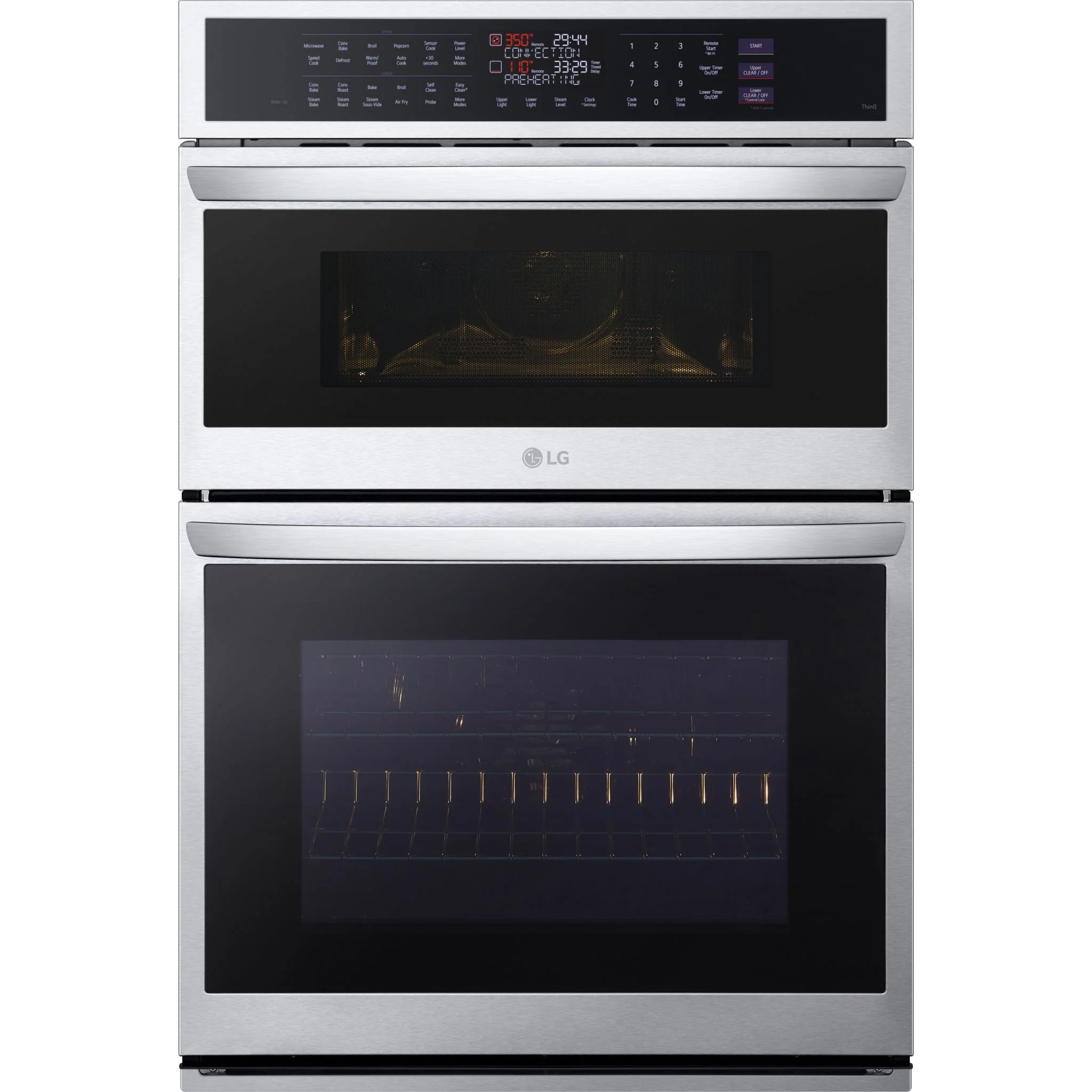 LG 1.7/4.7 cu. ft. Smart Combination Wall Oven with InstaView®, True Convection, Air Fry, and Steam Sous Vide - Stainless (WCEP6427F)