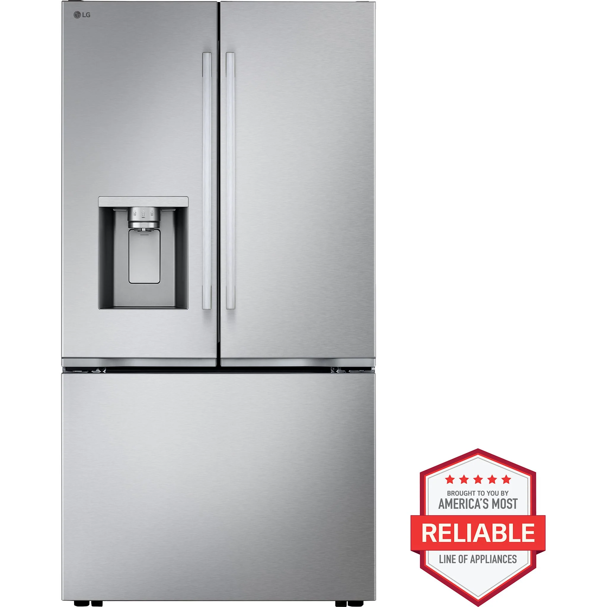 LG 24 cu.ft. French 3-Door Counter-Depth MAX™ Refrigerator with Zero Clearance - Stainless (LF24Z6530S)