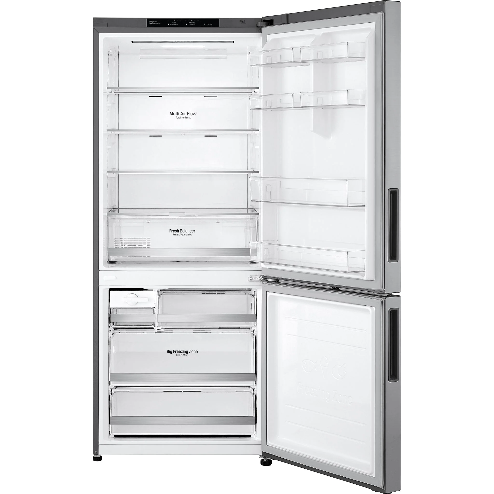 LG 28" Counter Depth Bottom Freezer with Door Cooling+ and Flip-up Shelf, 15 cu.ft. - Platinum Silver (LBNC15251V) - Image 4