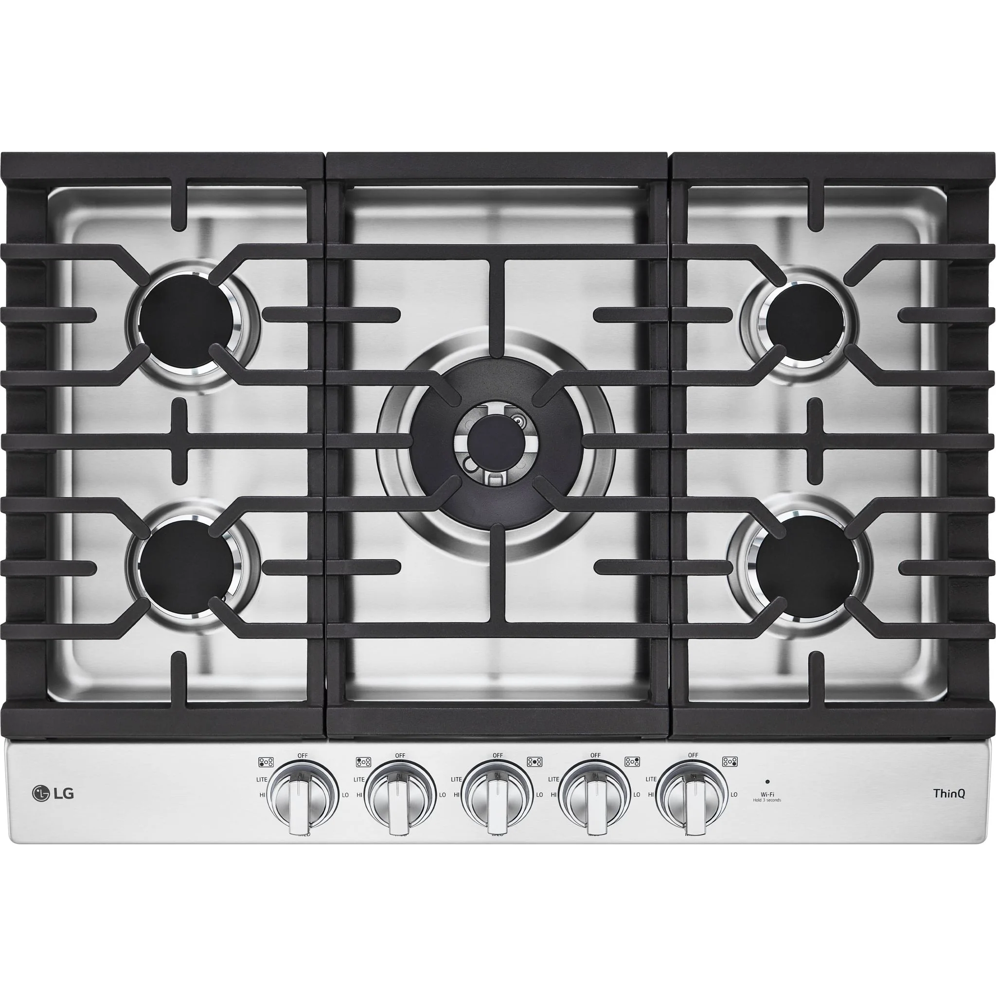 LG 30” Smart Gas Cooktop with UltraHeat™ 22K BTU Dual Burner and LED Knobs - Stainless (CBGJ3027S)