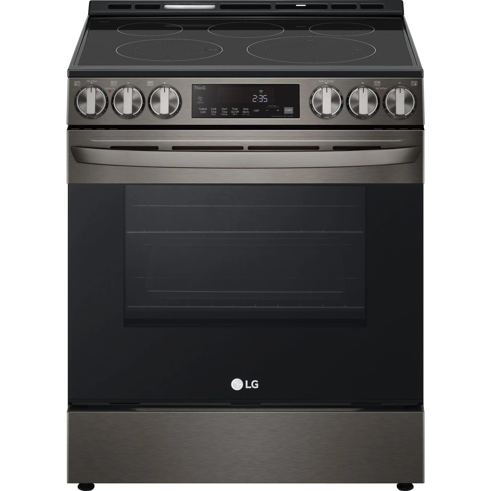 LG 6.3 cu ft. Smart Wi-Fi Enabled Fan Convection Electric Slide-in Range with Air Fry & EasyClean - Black Stainless (LSEL6333D)
