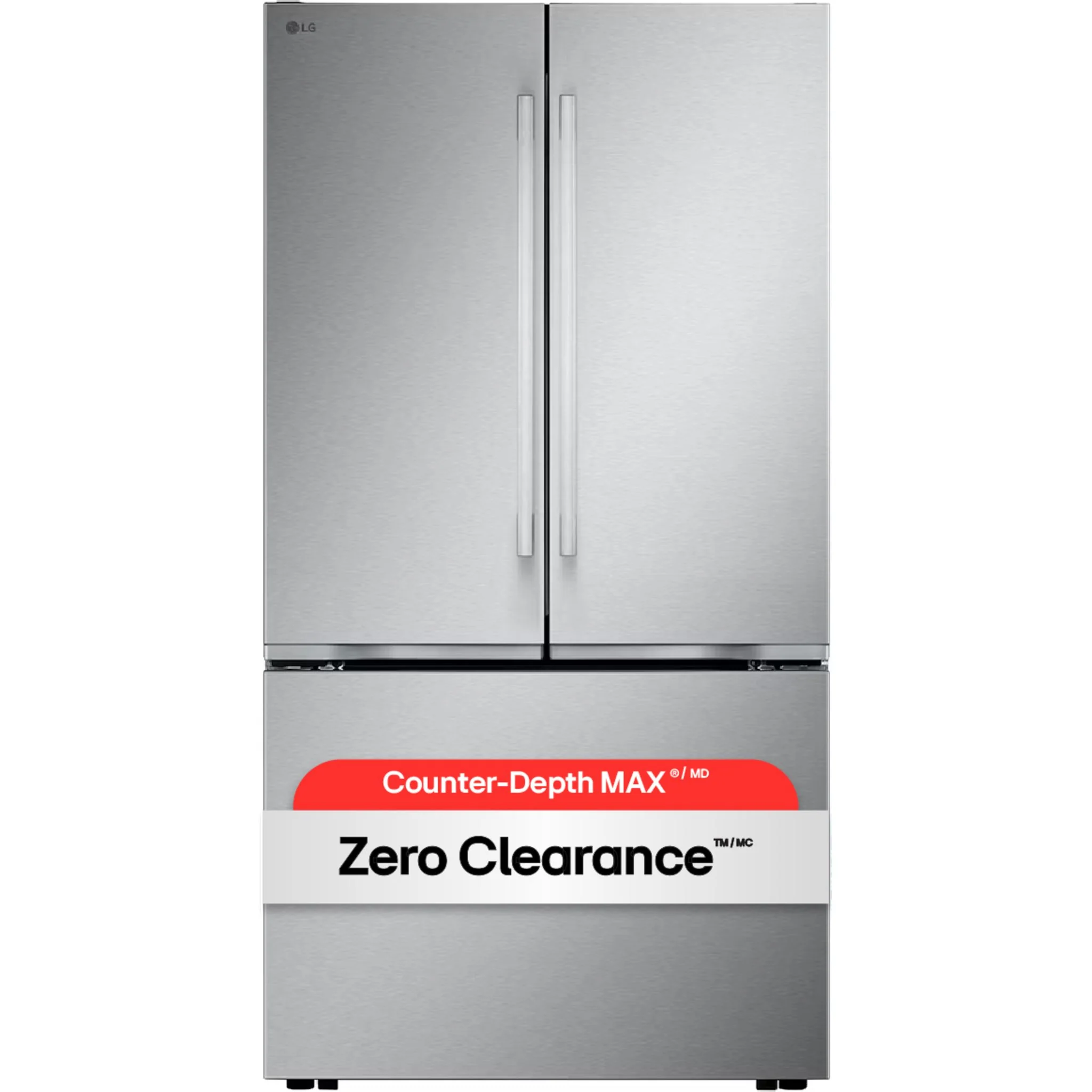 LG 36" 25 cu.ft. Zero Clearance™ Counter-Depth MAX® French 3-Door Refrigerator | Internal Water Dispenser | Ice Maker - Stainless Steel (LF25BZH42S) - Image 2