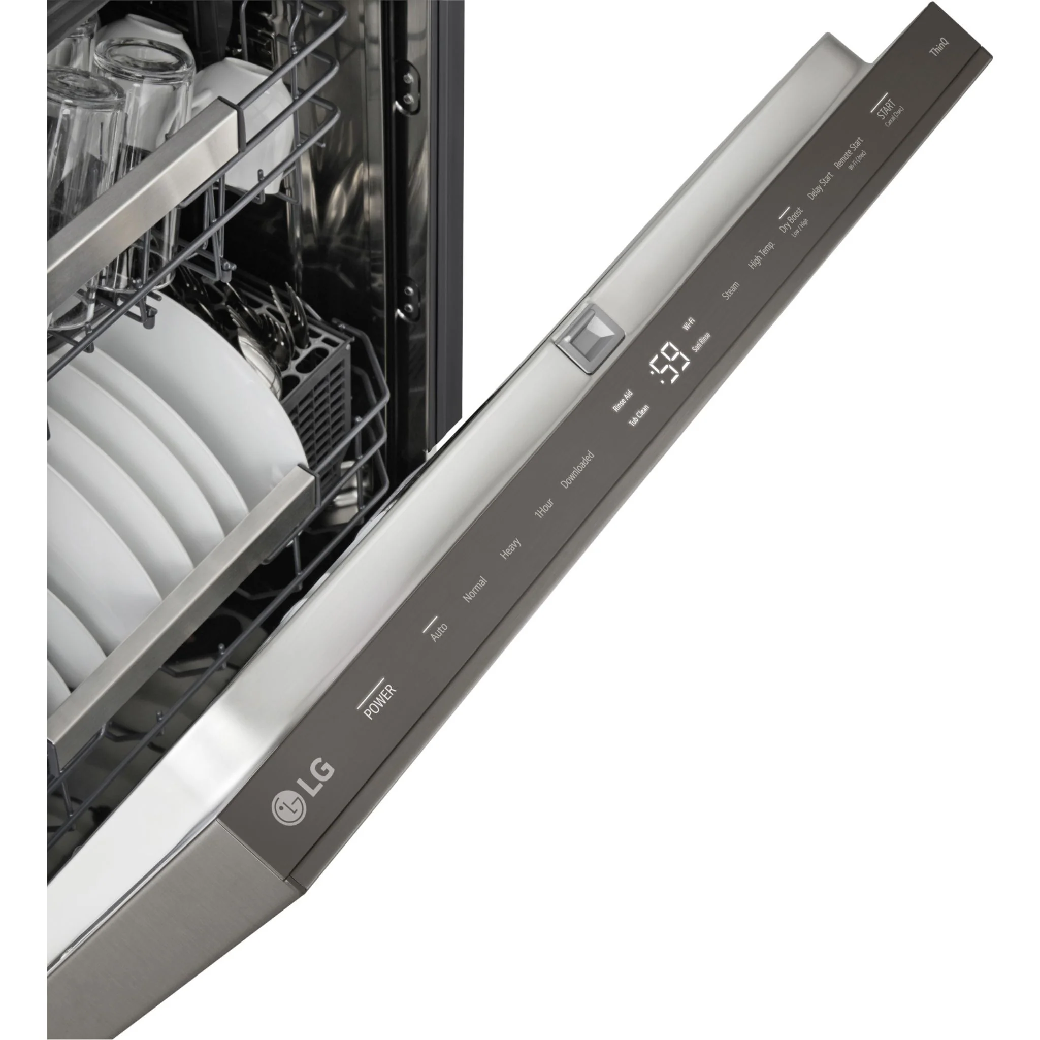 LG Flush depth, QuadWash® Pro, Dynamic Heat Dry, Adjustable 3rd Rack, Glide Rail(upper rack), ThinQ® Wi-Fi, 44dB - black stainless(LDNPM654D.ABDEECI) - Image 4