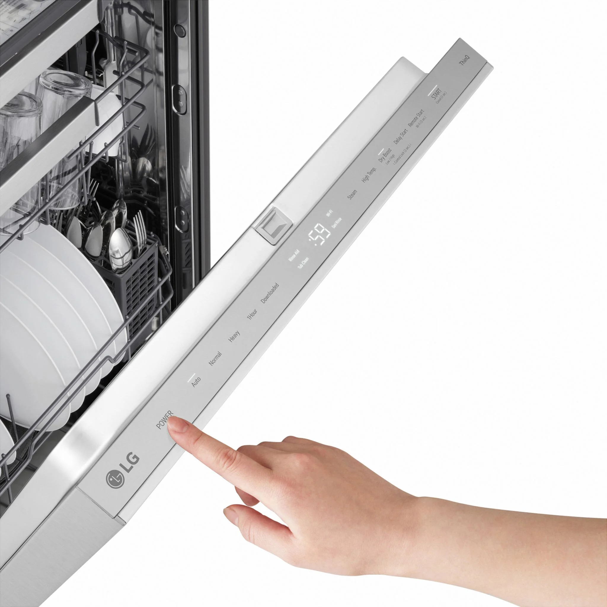 LG Flush depth, AOD, QuadWash® Pro, Adjustable 3rd Rack, Glide Rail(upper rack), ThinQ® Wi-Fi, 46dB - stainless steel(LDNPQ555S.ASSEECI) - Image 10