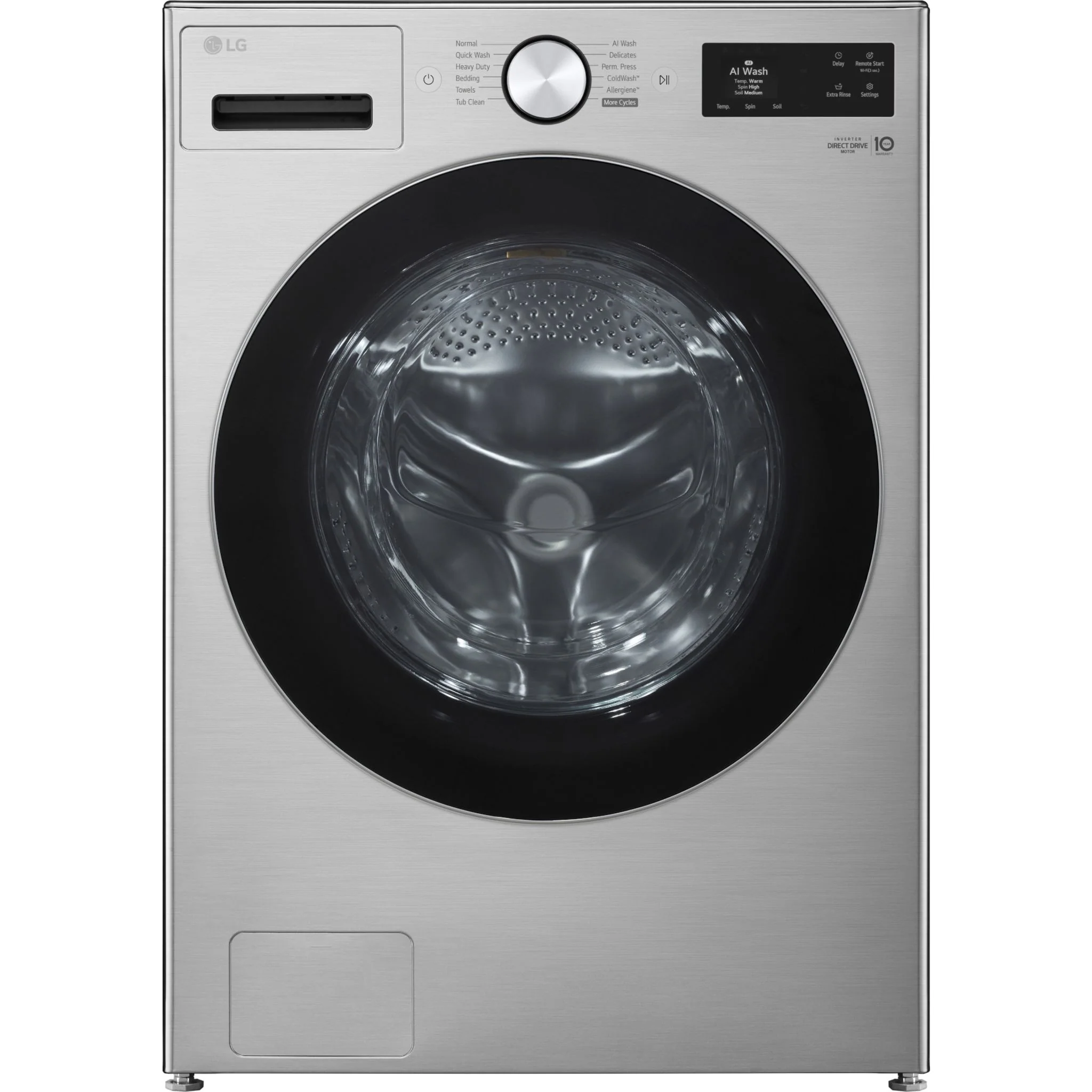 LG 5.8 cu. ft. Mega Capacity Smart Front Load Washer with TurboWash® 360° and AI DD® Built-In Intelligence - Stainless Steel (WM5800HVA)