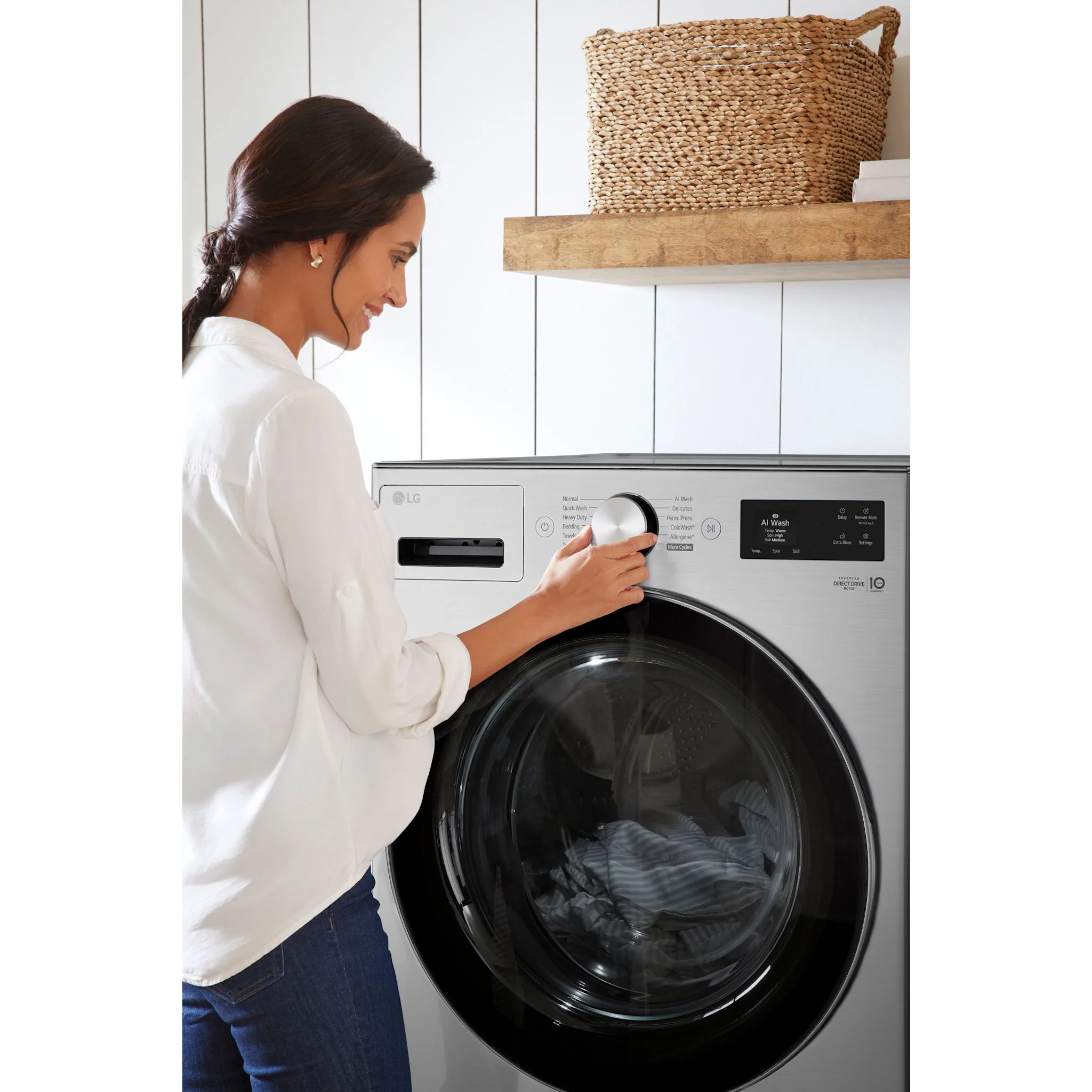 LG 5.8 cu. ft. Mega Capacity Smart Front Load Washer with TurboWash® 360° and AI DD® Built-In Intelligence - Stainless Steel (WM5800HVA) - Image 12