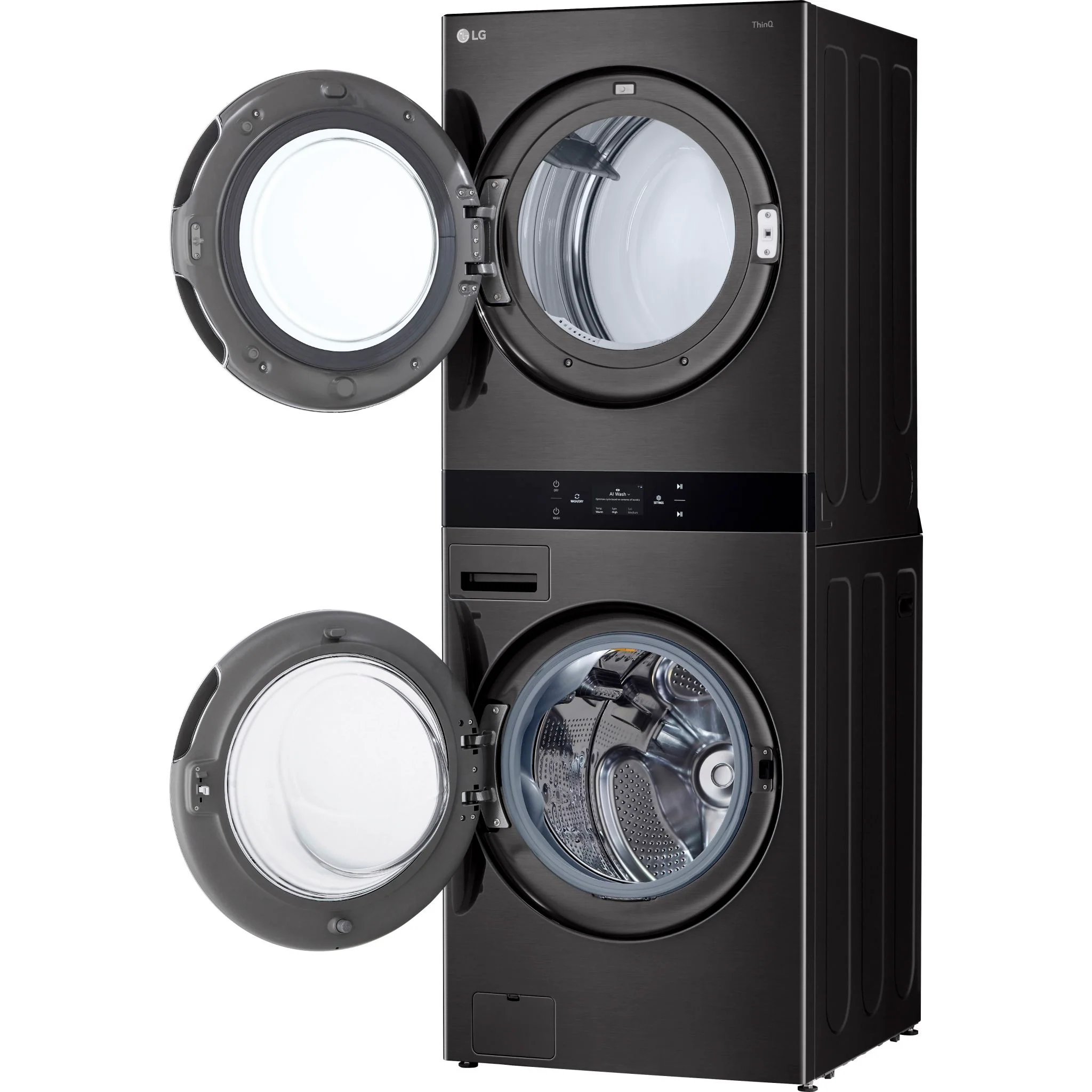 LG Single Unit Front Load LG WashTower® Center Control™ 5.8 cu.ft. Washer & 7.4 cu.ft. Electric Dryer - Black (WKEX300HBA) - Image 7