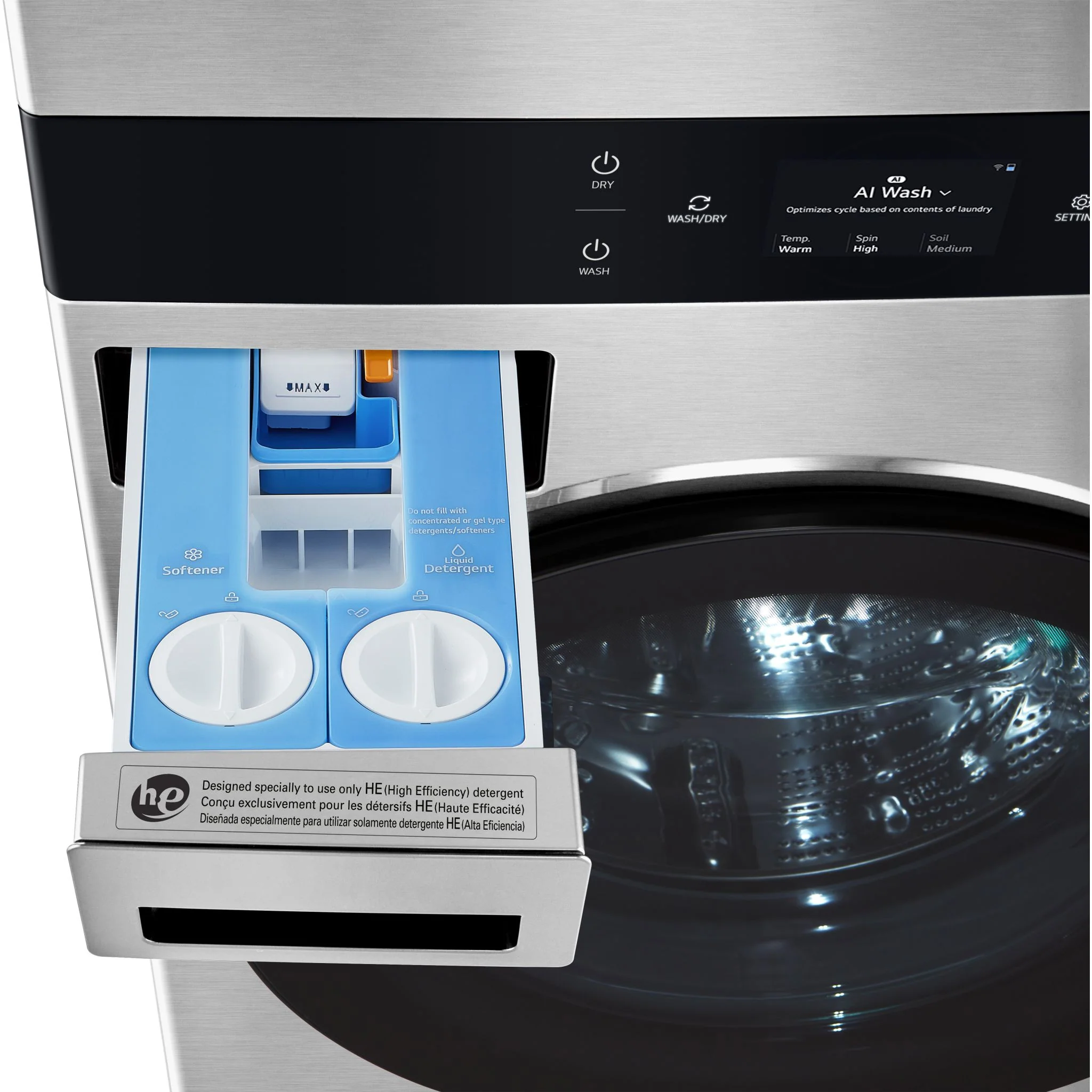 LG Studio WashTower® with AIDD 2.0 and ezDispense. 5.8 and 7.4 cu.ft. - Noble Steel (SWWE50N3) - Image 7