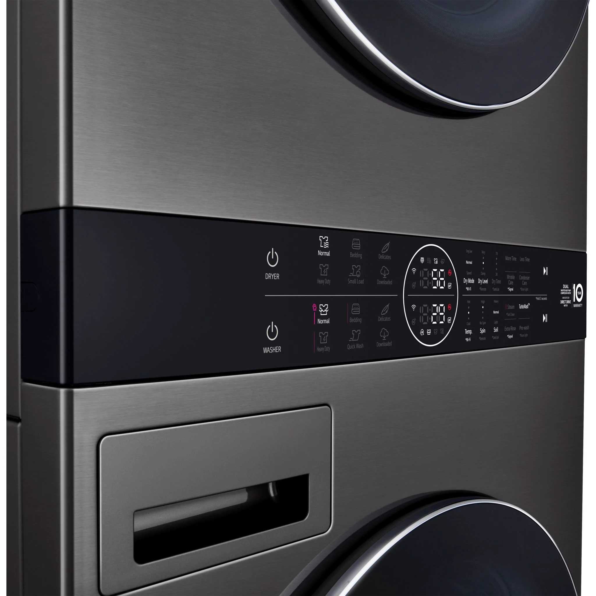 LG WashTower® with DirectDrive®Heat Pump Dryer, 5.8 cu.ft. Washer, 7.8 cu.ft. Dryer - Black Steel (WKHC252HBA) - Image 12