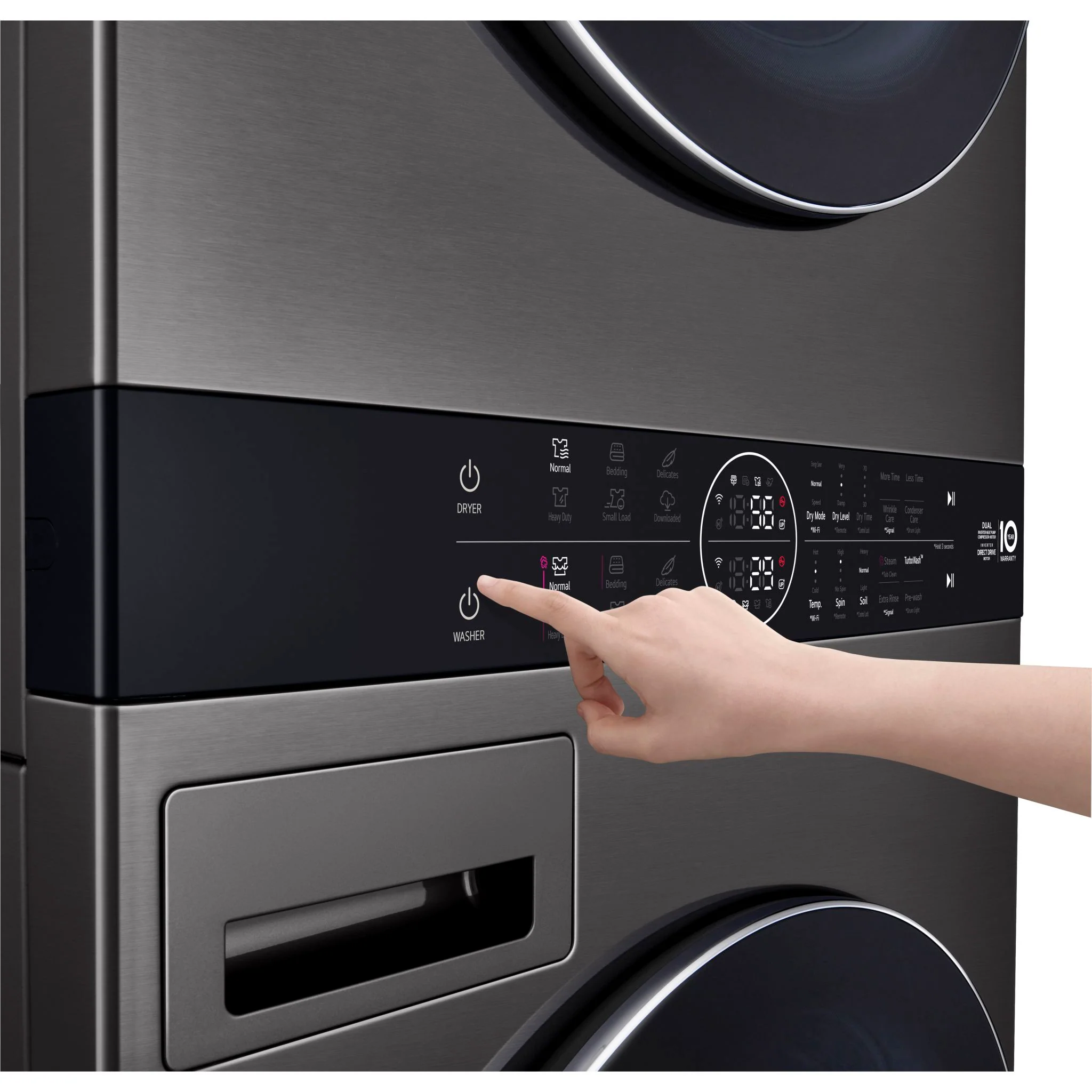 LG WashTower® with DirectDrive®Heat Pump Dryer, 5.8 cu.ft. Washer, 7.8 cu.ft. Dryer - Black Steel (WKHC252HBA) - Image 15