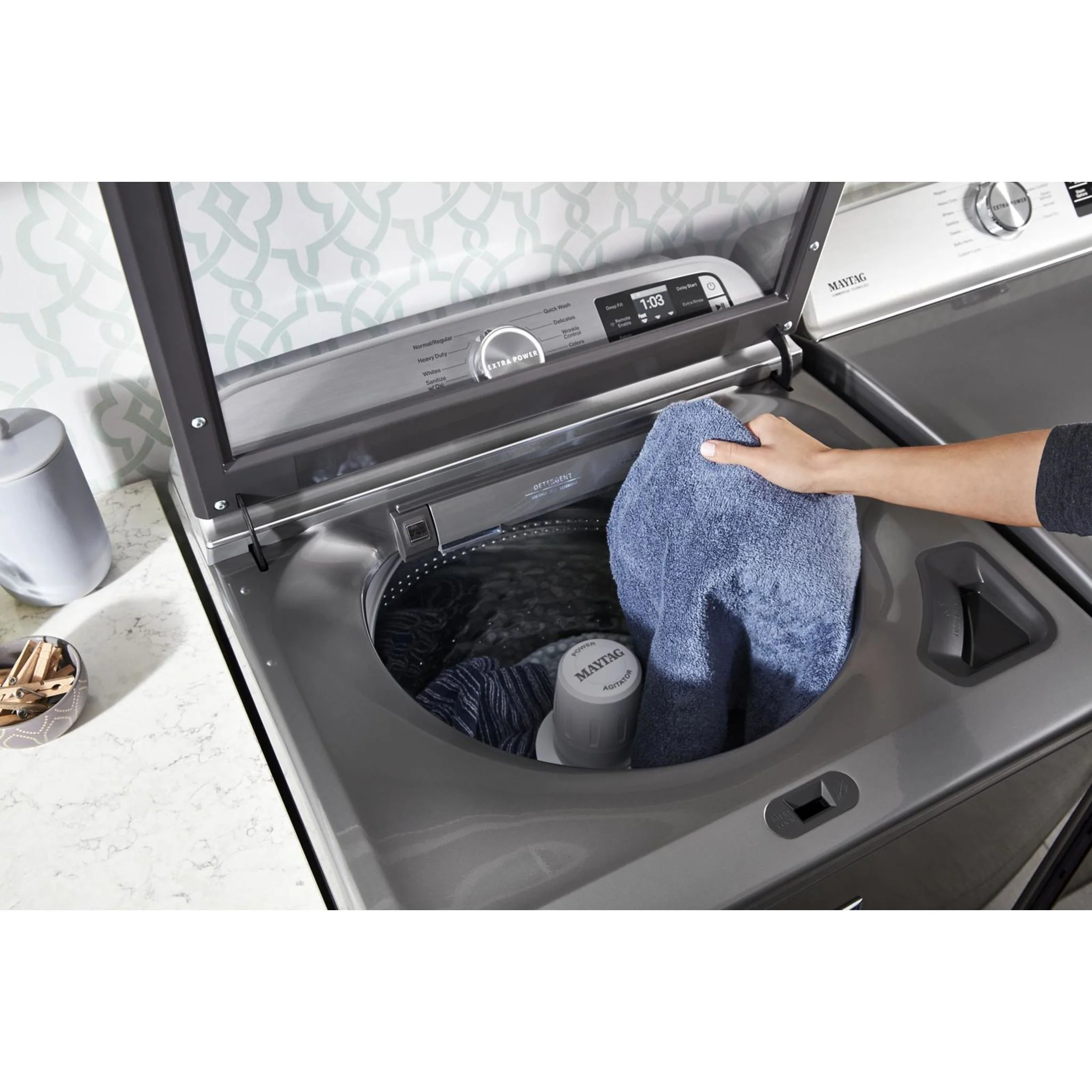 Maytag Smart Top Load Electric Dryer with Extra Power Button - 7.4 cu.ft. - Metallic Slate (YMED7230HC) - Image 12