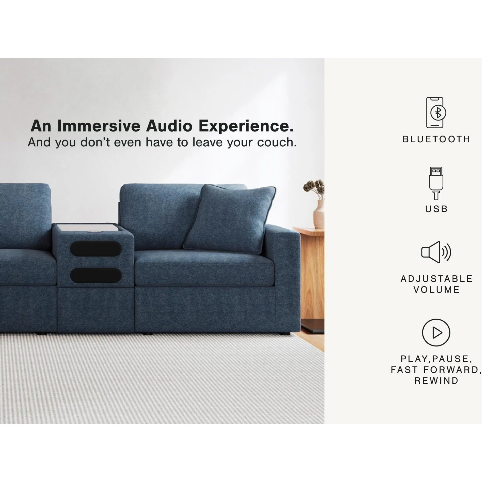 Modmax 3 Piece Modular Sectional with Audio Console - Image 38