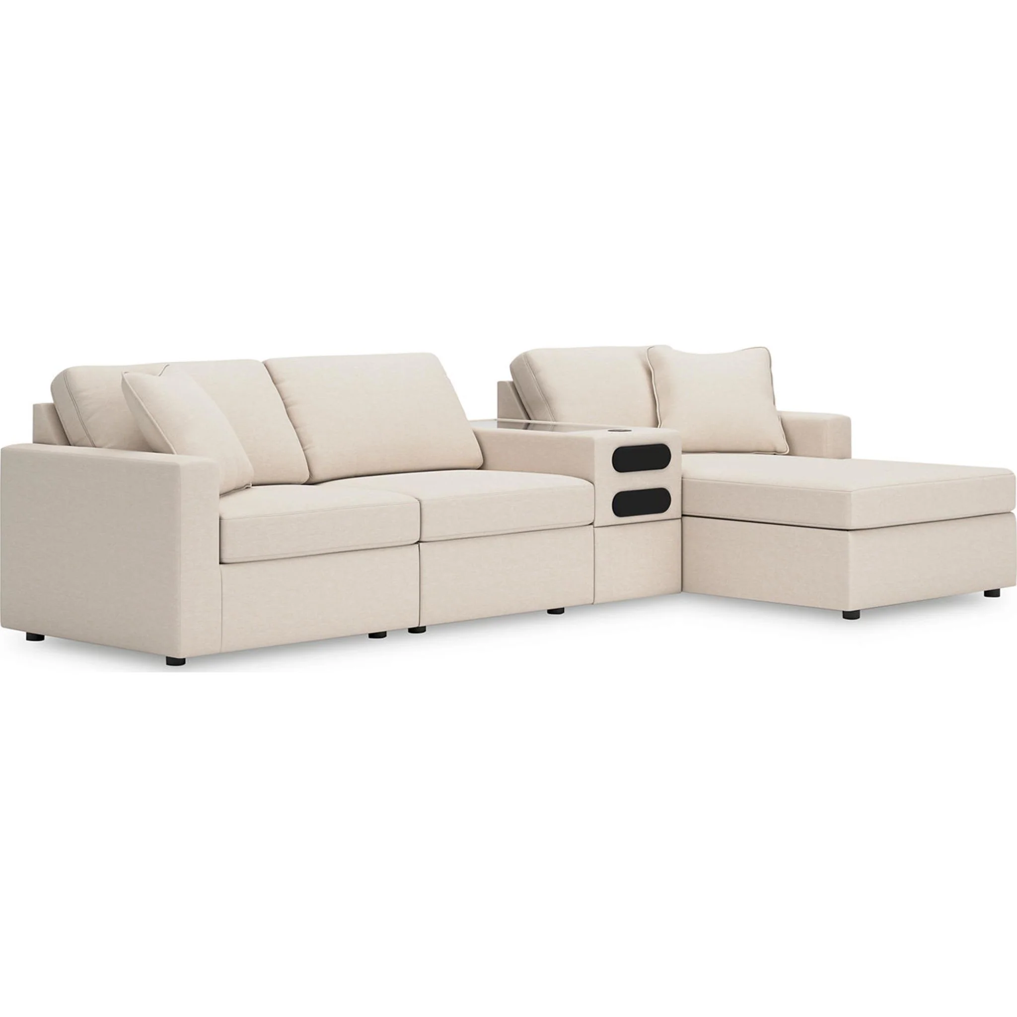 Modmax 4 Piece Modular Sectional with Chaise and Audio Console - Image 159