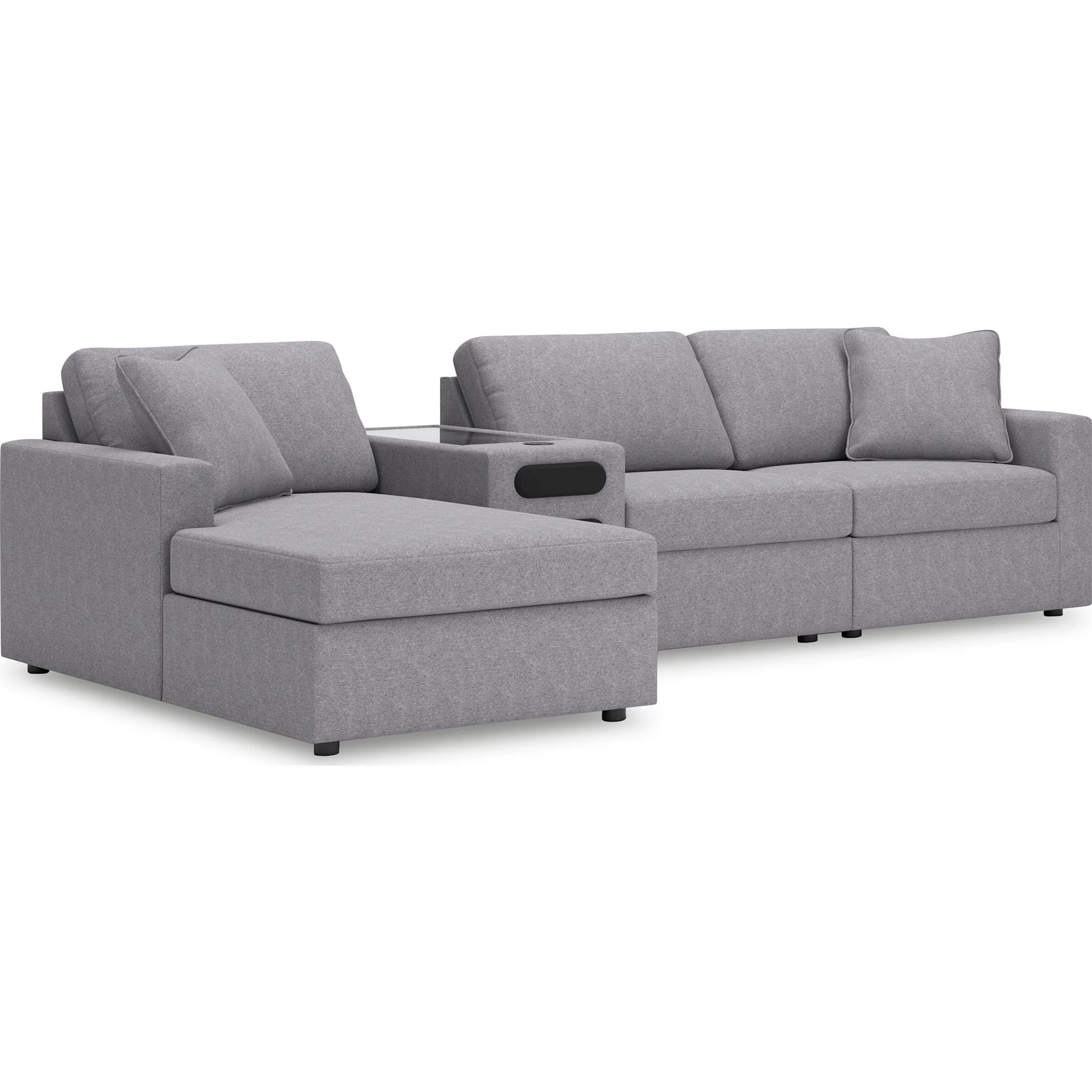 Modmax 4 Piece Modular Sectional with Chaise and Audio Console - Image 219