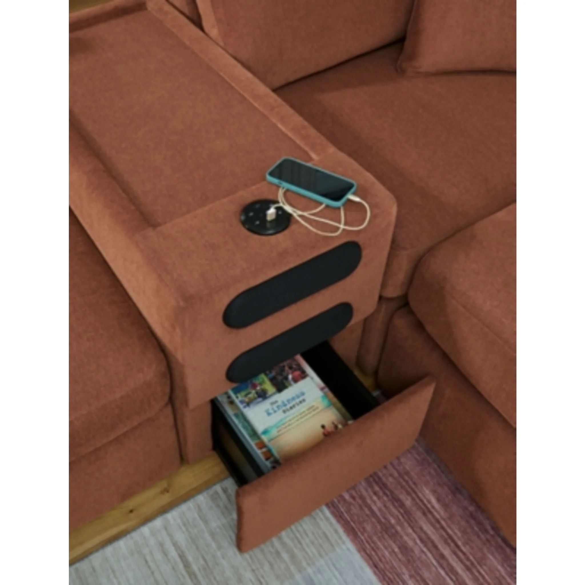 Modmax 4 Piece Modular Sectional with Chaise and Audio Console - Image 93