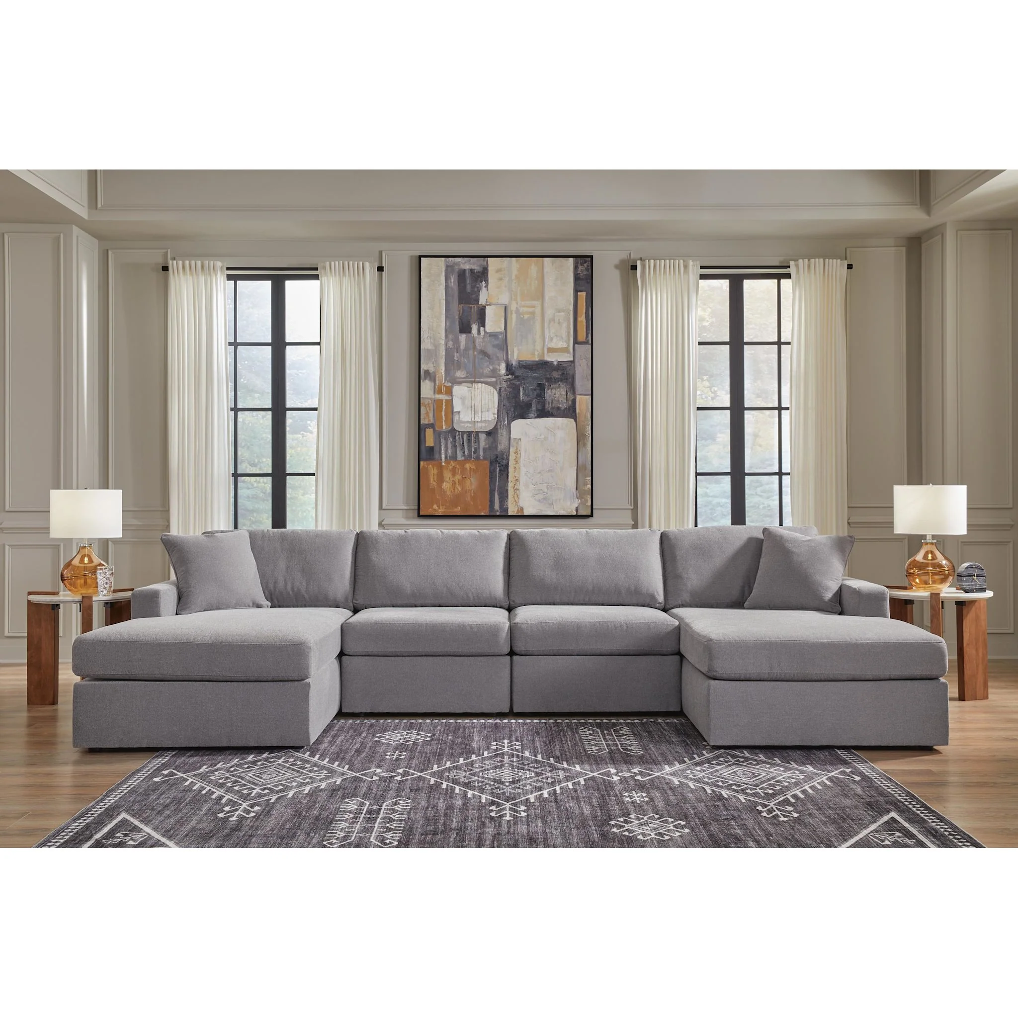 Modmax 4 Piece Modular Sectional with Double Chaise - Image 35