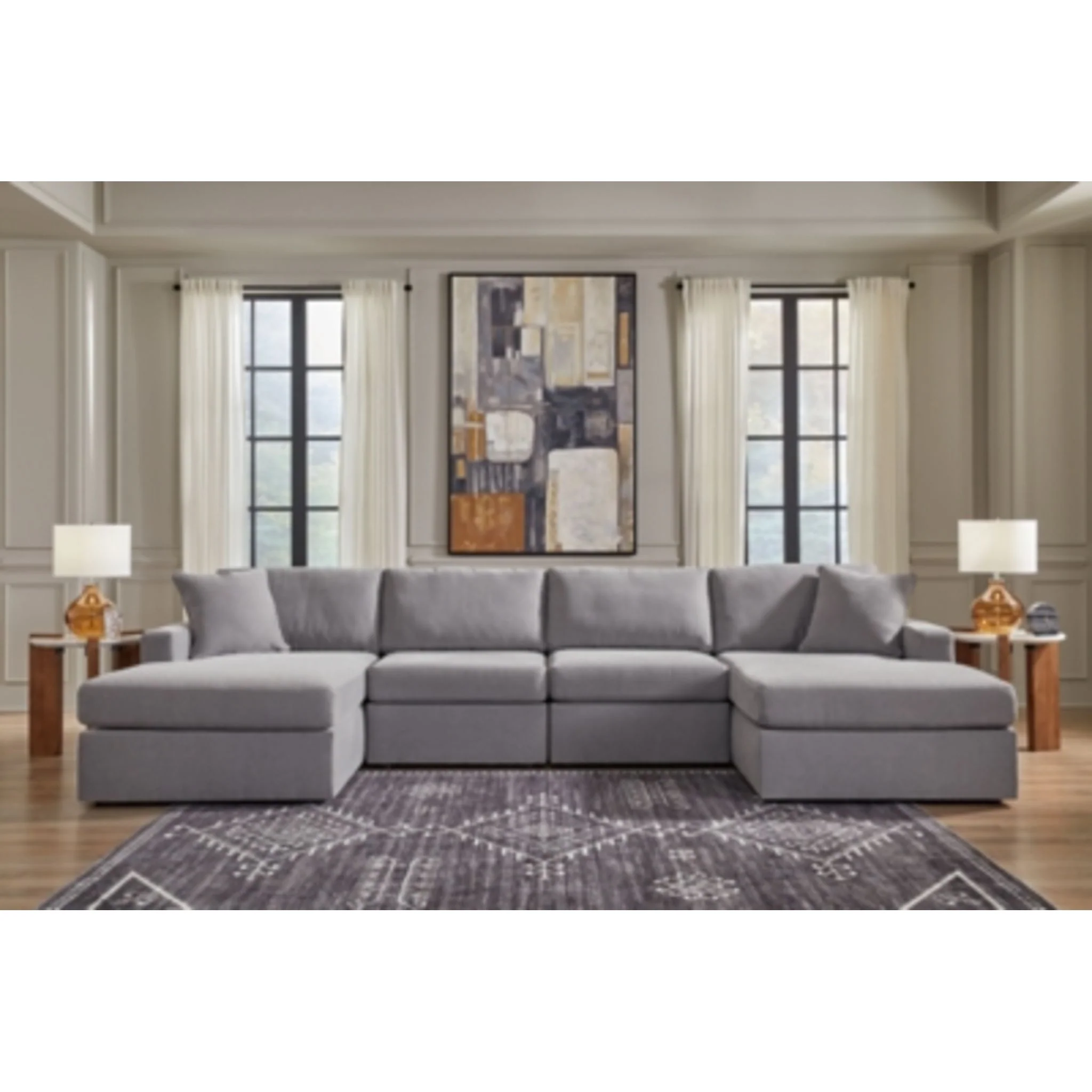 Modmax 4 Piece Modular Sectional with Double Chaise - Image 42