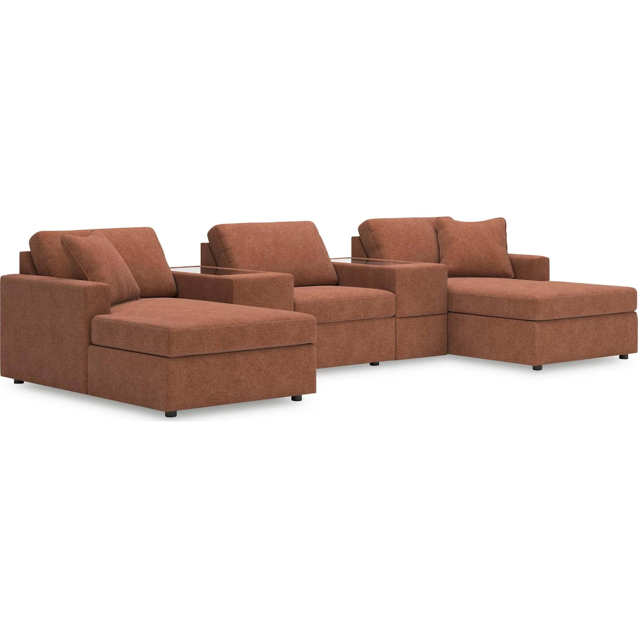 Modmax 5 Piece Modular Sectional Double Chaise with Storage Consoles - Image 19