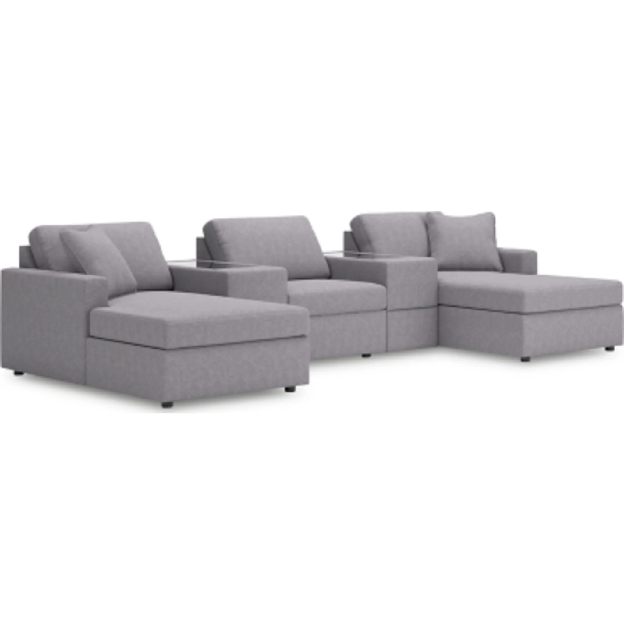 Modmax 5 Piece Modular Sectional Double Chaise with Storage Consoles - Image 50