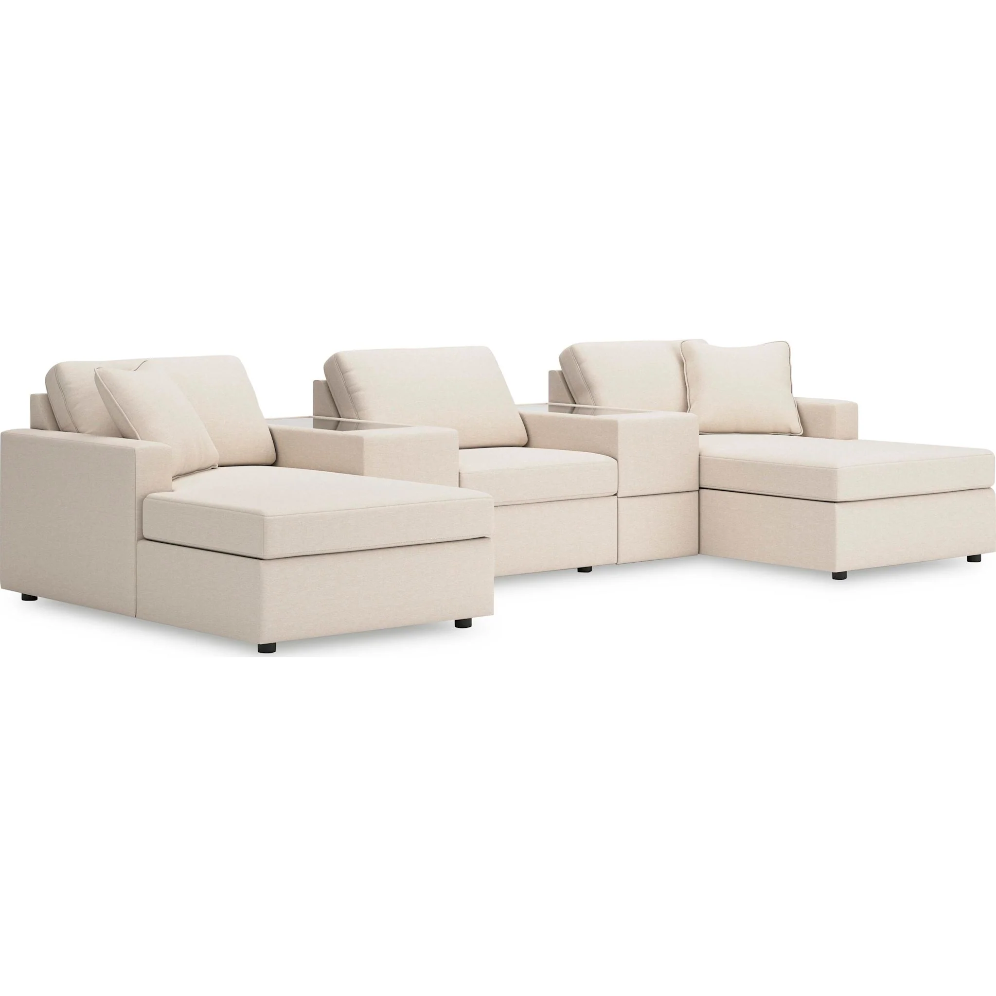 Modmax 5 Piece Modular Sectional Double Chaise with Storage Consoles - Image 9