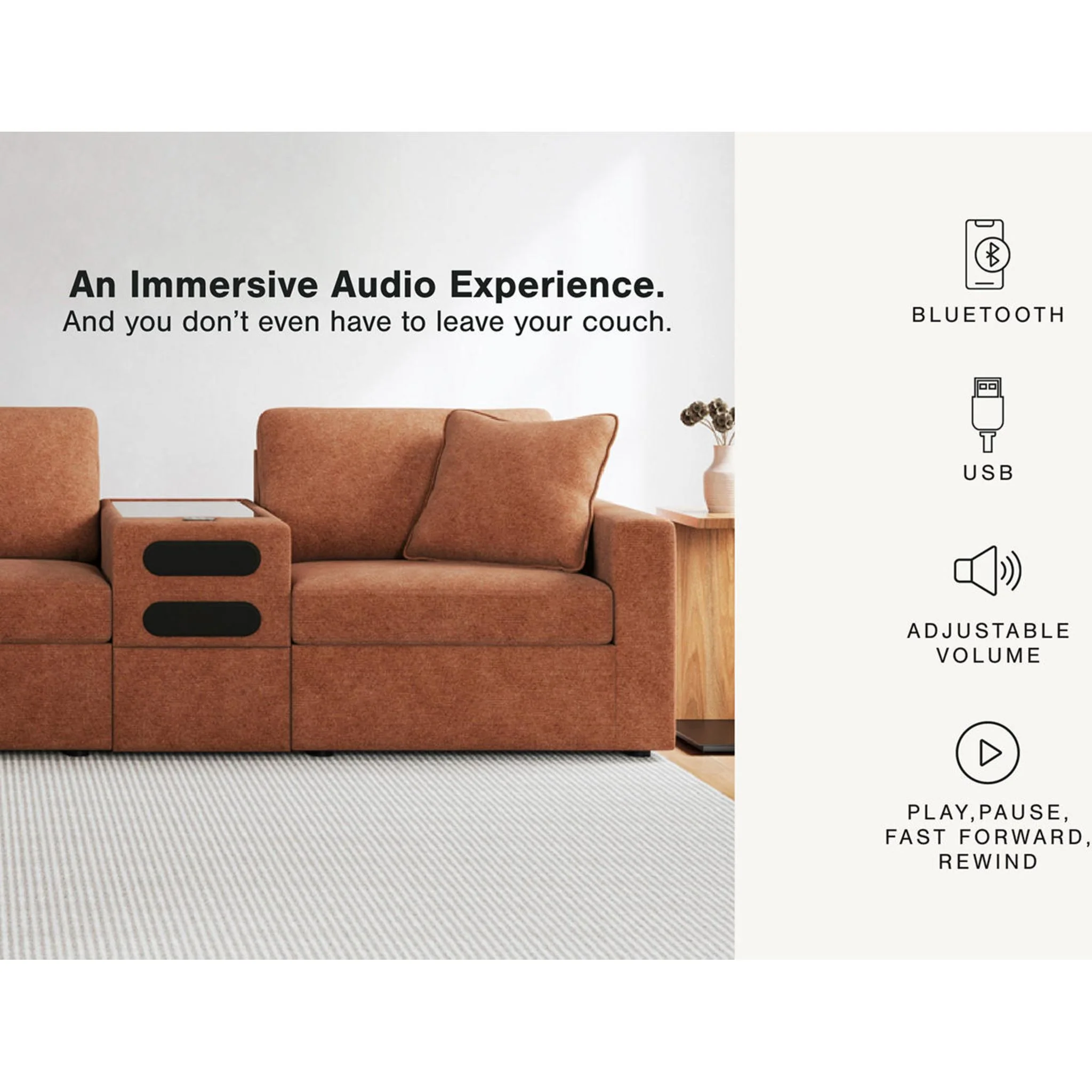 Modmax 5 Piece Modular Sectional with Audio Consoles - Image 26