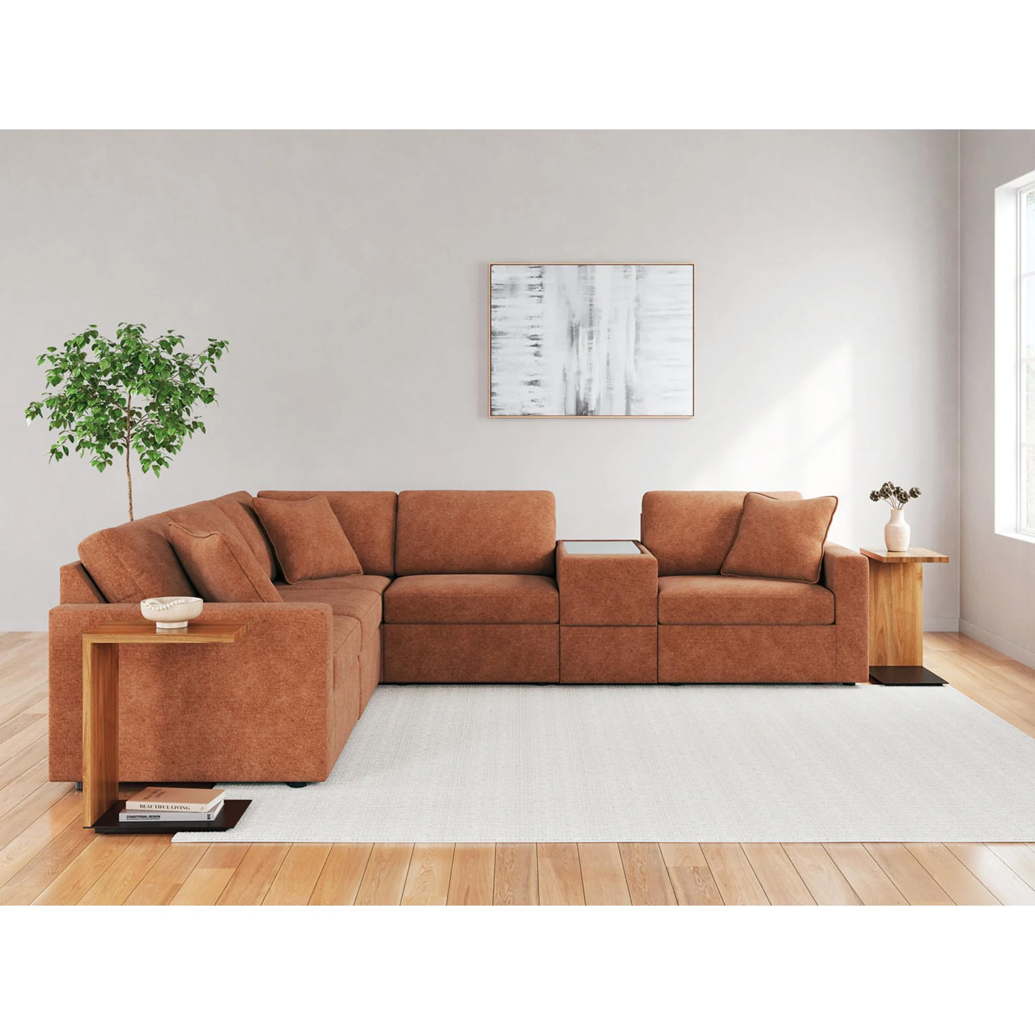 Modmax 6 Piece Modular Sectional with Storage Console - Image 54