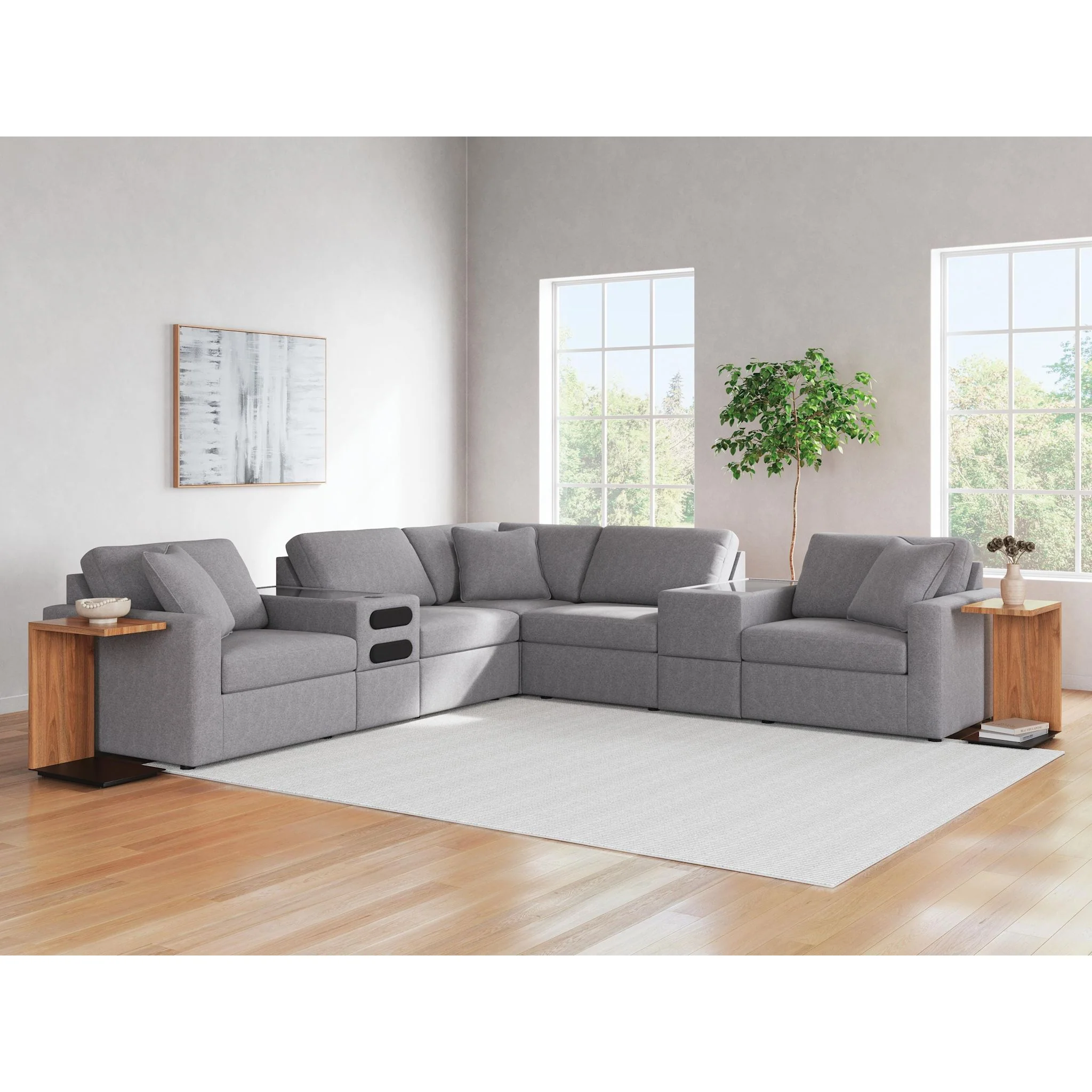 Modmax 7 Piece Modular Sectional with Audio and Storage Consoles - Image 25