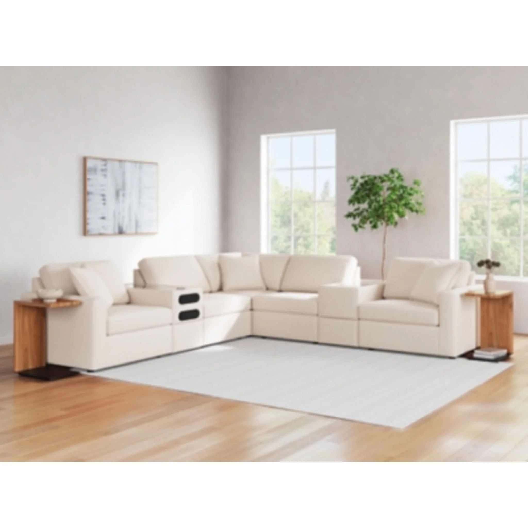 Modmax 7 Piece Modular Sectional with Audio and Storage Consoles - Image 39