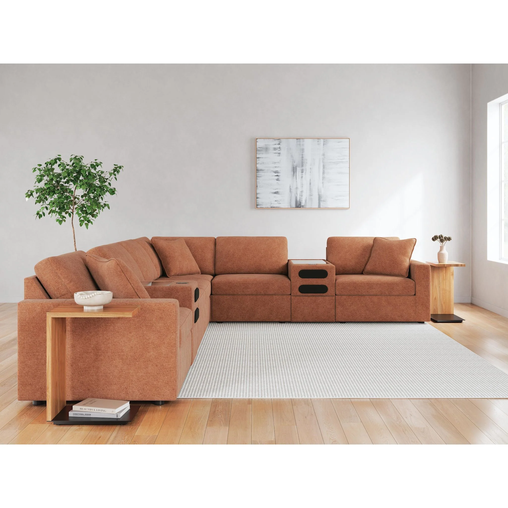 Modmax 8 Piece Modular Sectional with Audio Consoles - Image 90