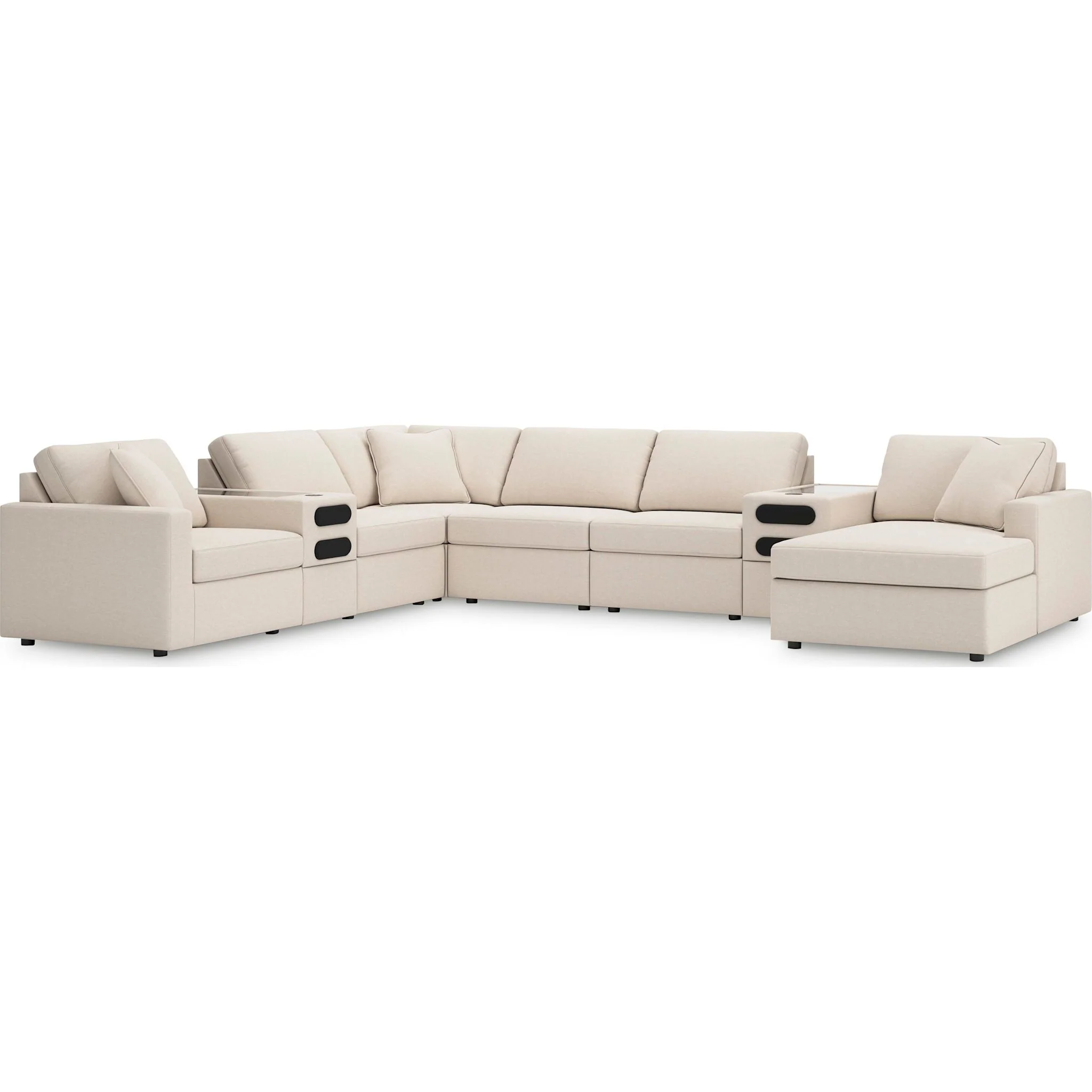 Modmax 8 Piece Modular Sectional with Chaise and Audio Consoles - Image 122