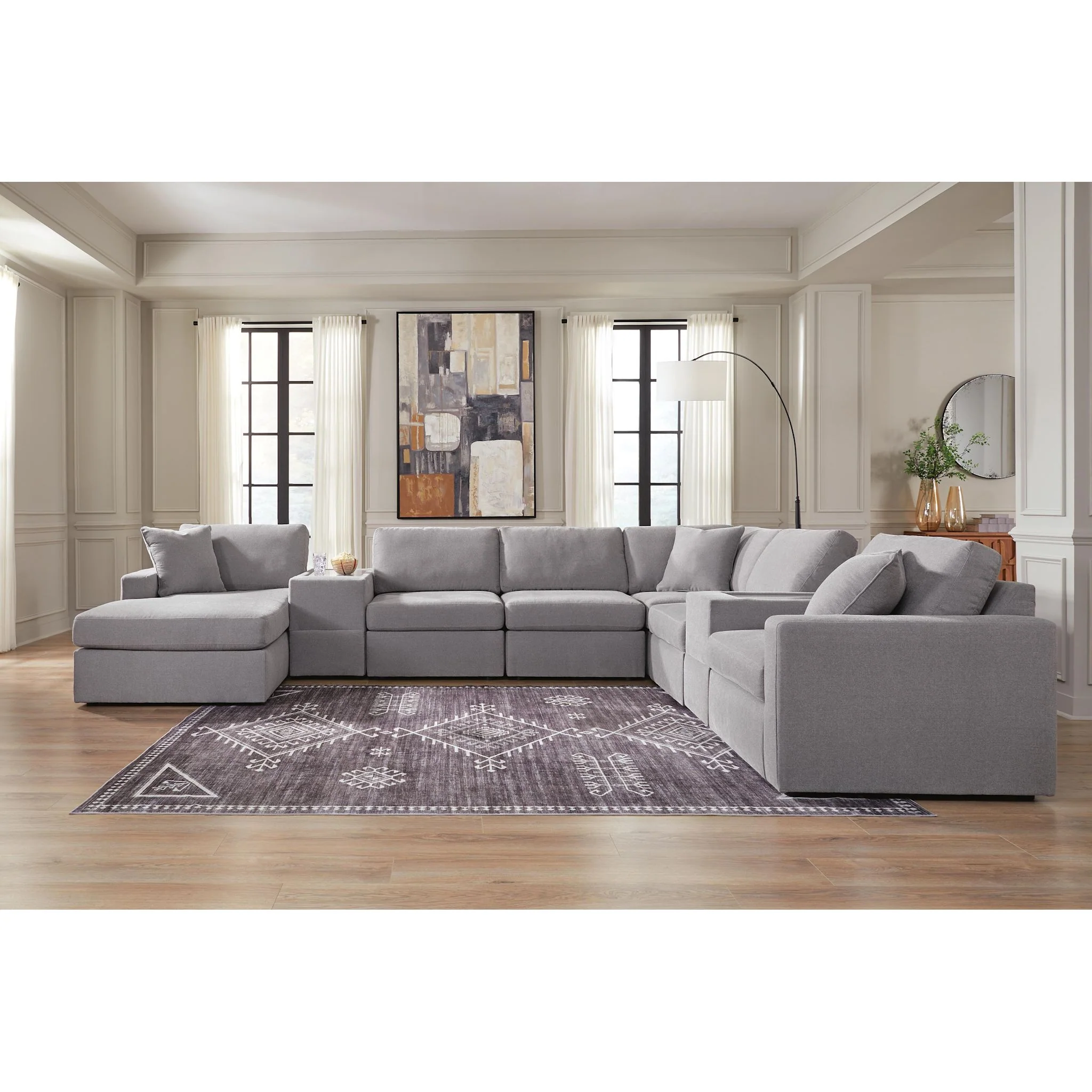 Modmax 8 Piece Modular Sectional with Chaise and Storage Consoles - Image 109