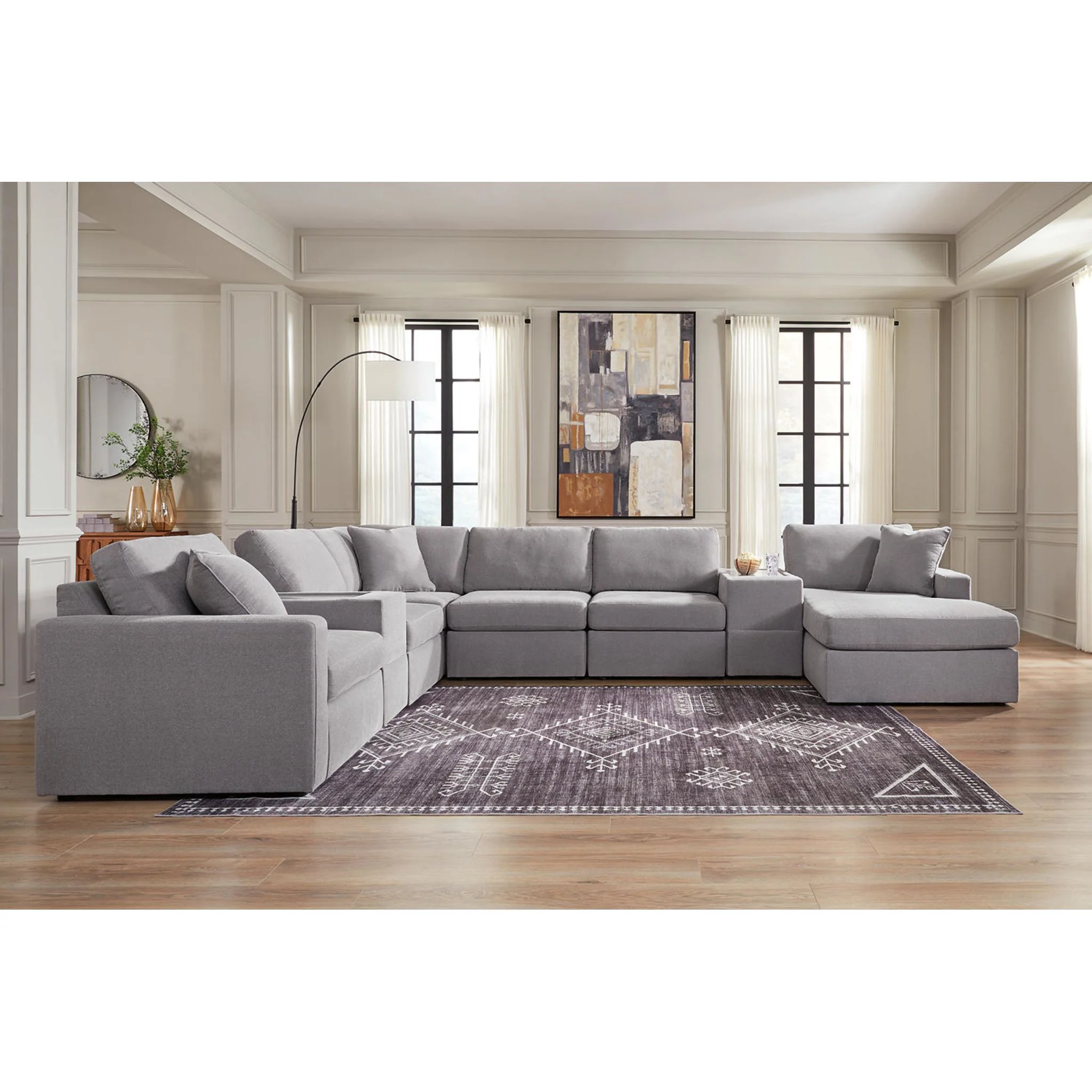 Modmax 8 Piece Modular Sectional with Chaise and Storage Consoles - Image 113