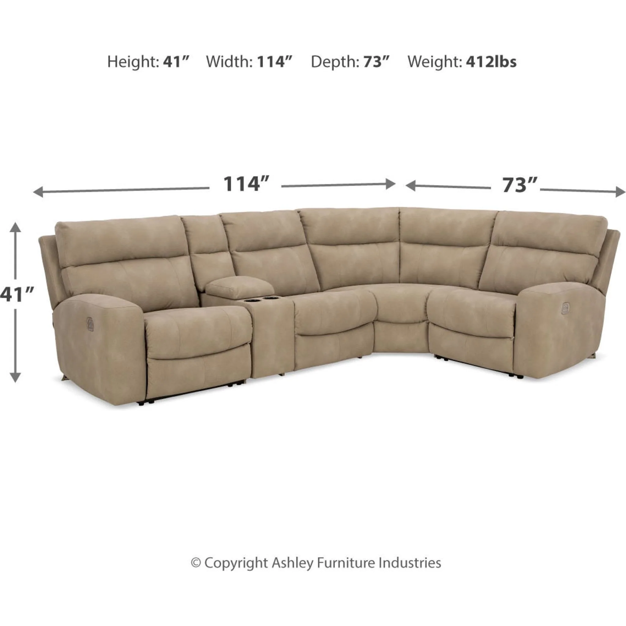 Next-Gen Durapella 5 Piece Modular Power Reclining Sectional with Console - Image 2