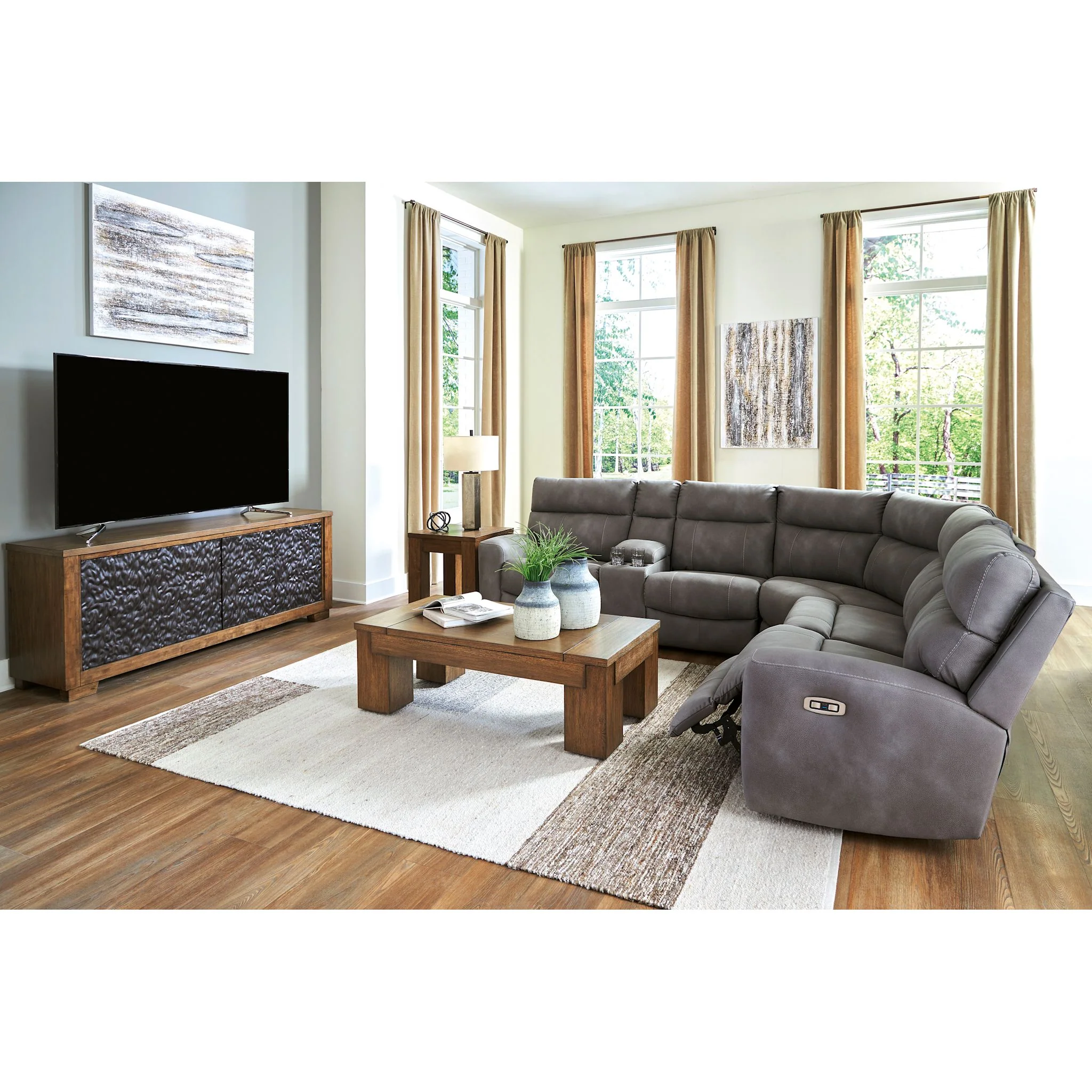 Next-Gen Durapella 6 Piece Modular Power Reclining Sectional with Console - Image 6