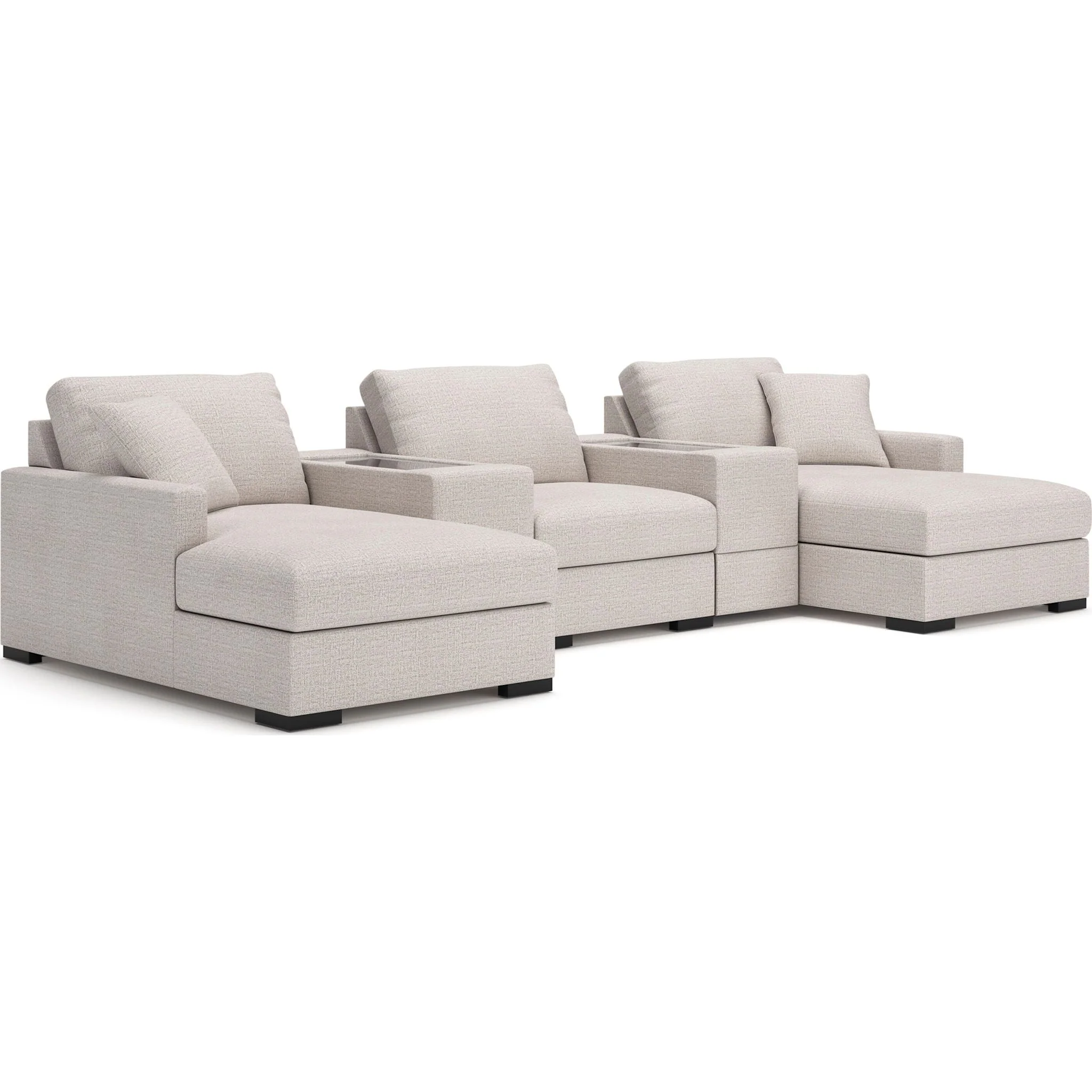 Omaha-Exclusive 5 Piece Sectional w/Chaise and Storage Consoles