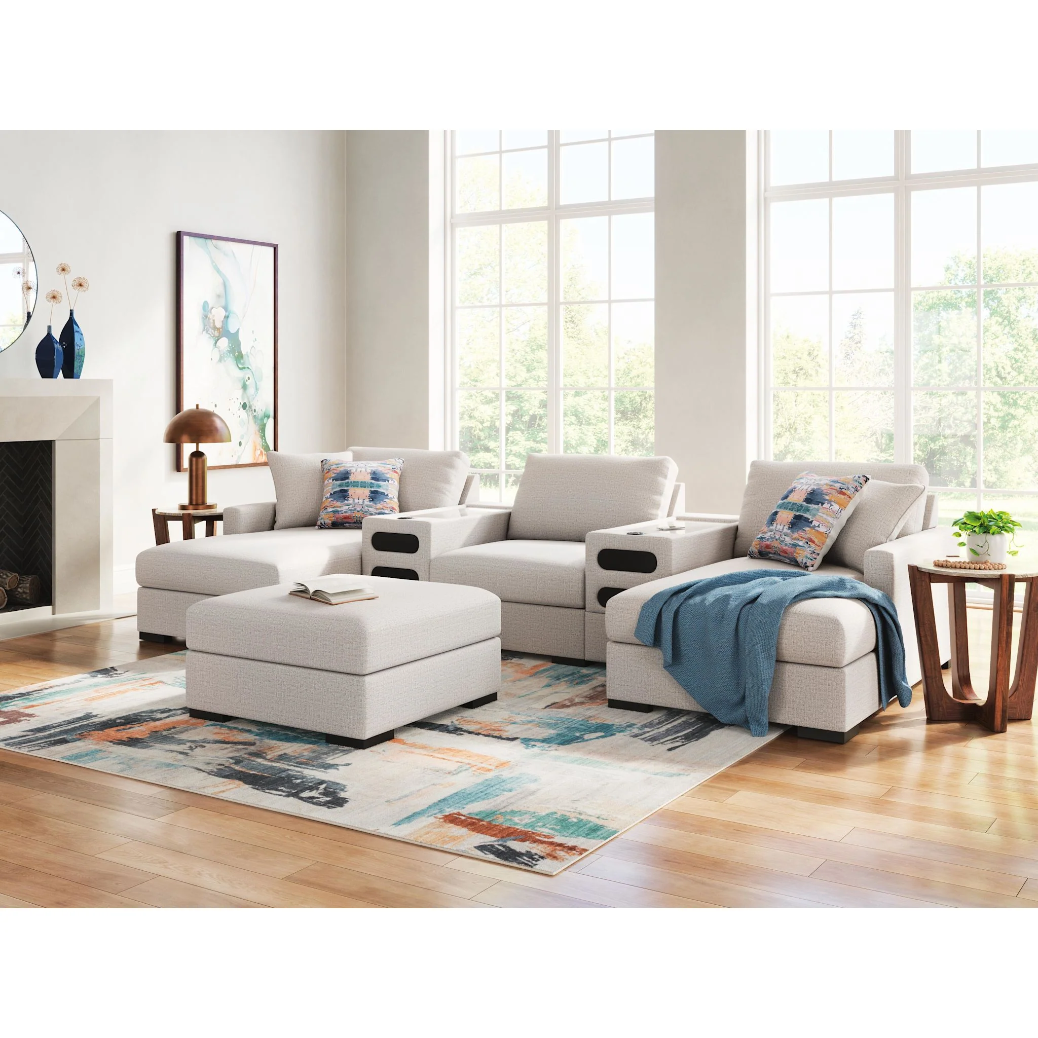 Omaha-Exclusive 5 Piece Sectional with Chaise and Audio System - Image 2