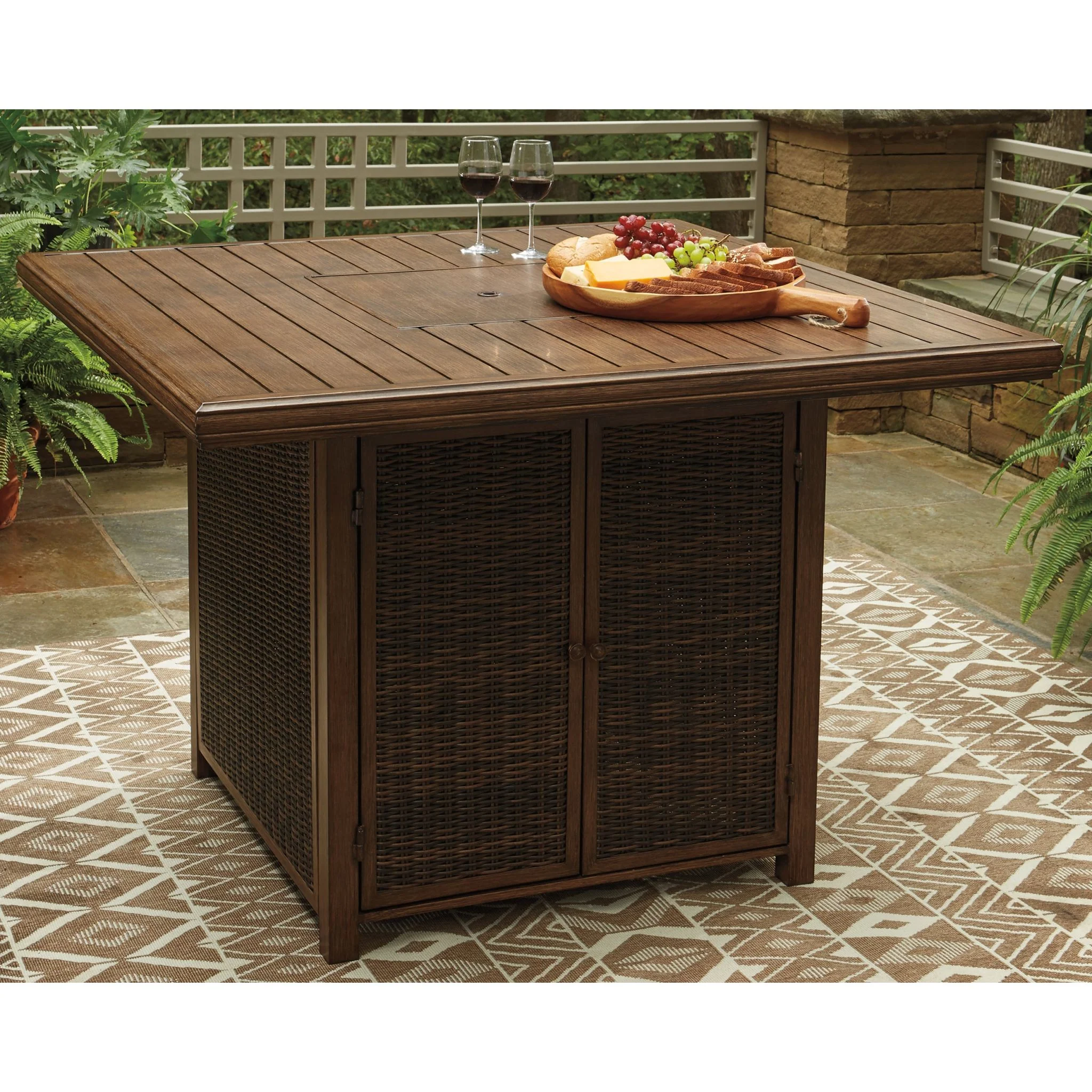 Paradise Trail Outdoor Bar Table with Fire Pit - Image 2