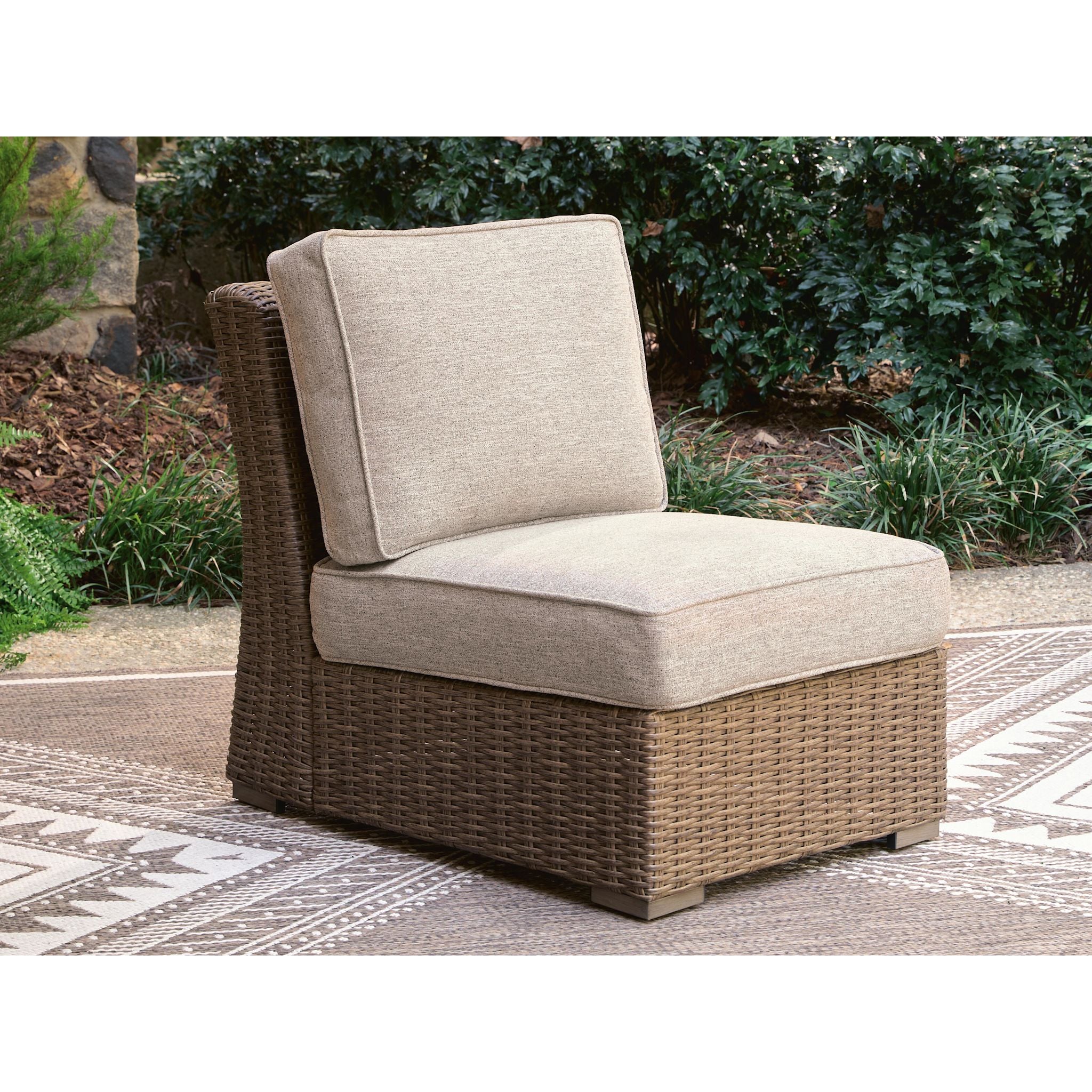 Revare Beach Outdoor Modular Armless Chair with Cushion - Image 9