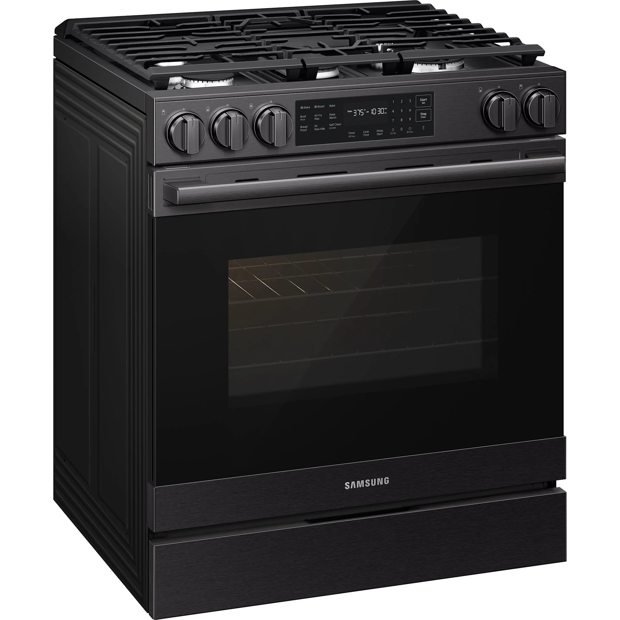Samsung 80 Series Gas Slide-in Range with True Convection Oven - Matte Black Stainless Steel (NSG80H60SEAA) - Image 2