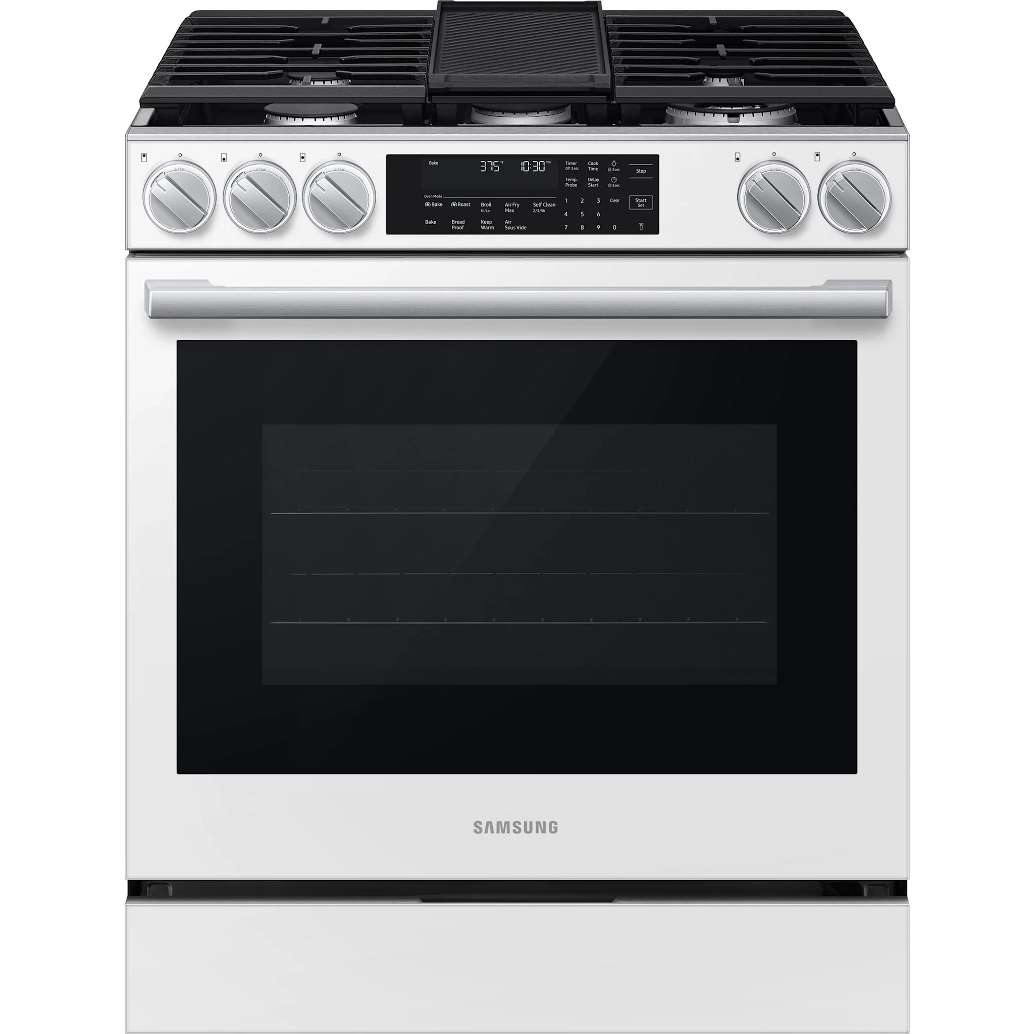 Samsung 90 Series Gas Slide-in Range with Soft Close Door - White Glass (NSG90H60SWAA) - Image 2