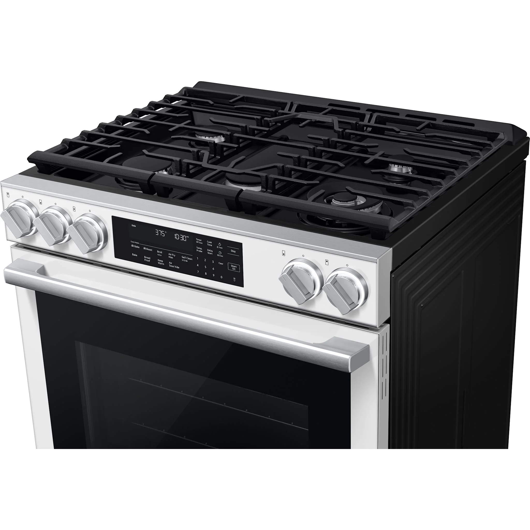 Samsung 90 Series Gas Slide-in Range with Soft Close Door - White Glass (NSG90H60SWAA) - Image 4
