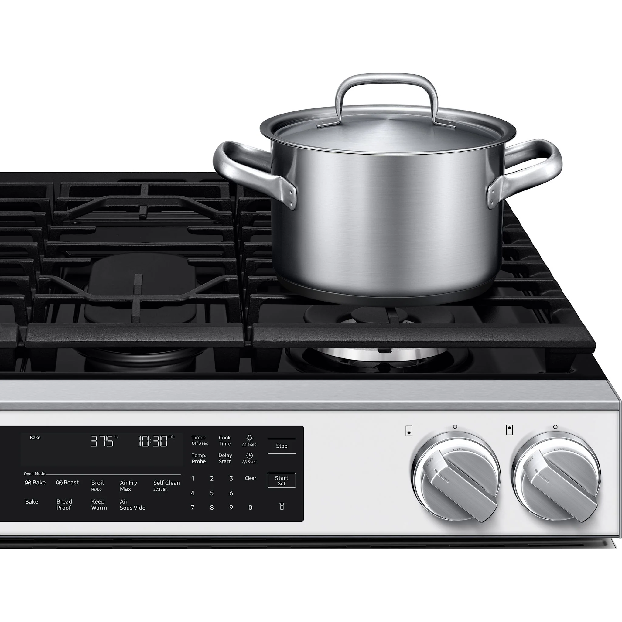 Samsung 90 Series Gas Slide-in Range with Soft Close Door - White Glass (NSG90H60SWAA) - Image 9