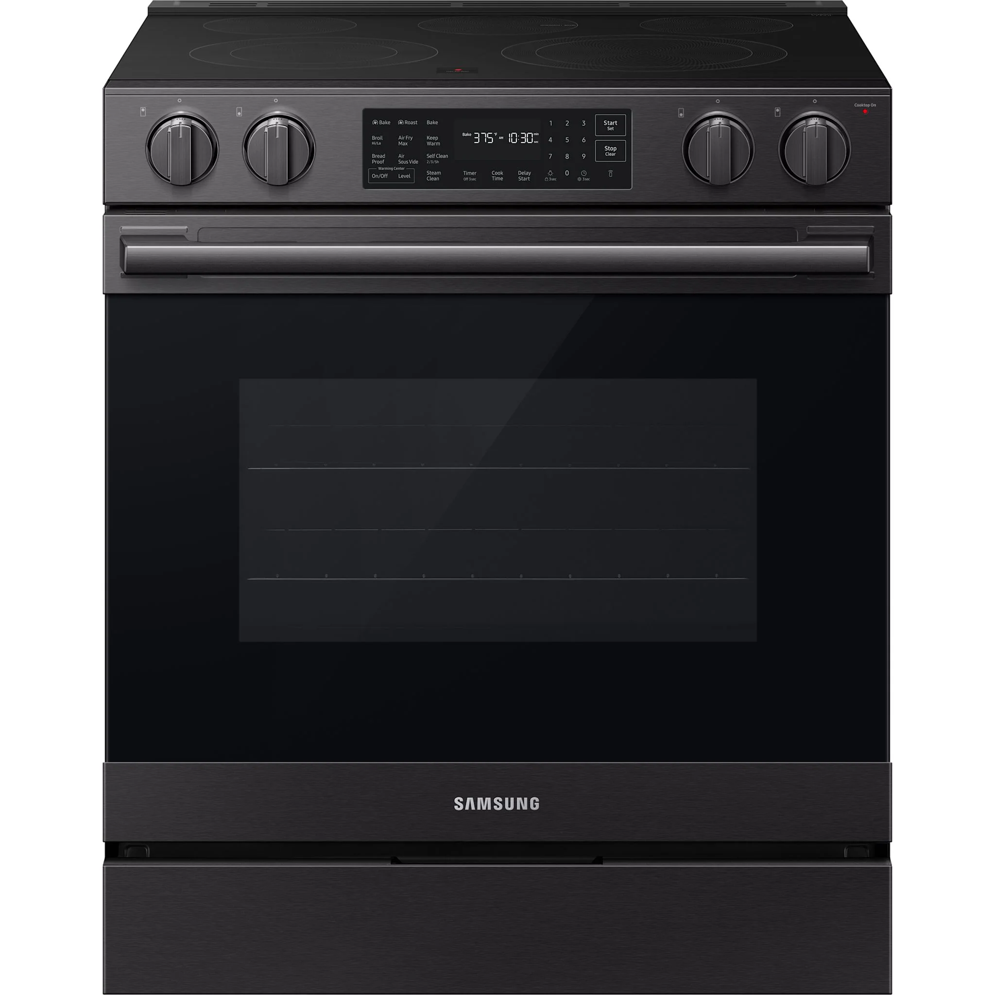 Samsung 80 Series Radiant Slide-in Range with True Convection Oven - Matte Black Stainless Steel (NSE80H63SEAC)