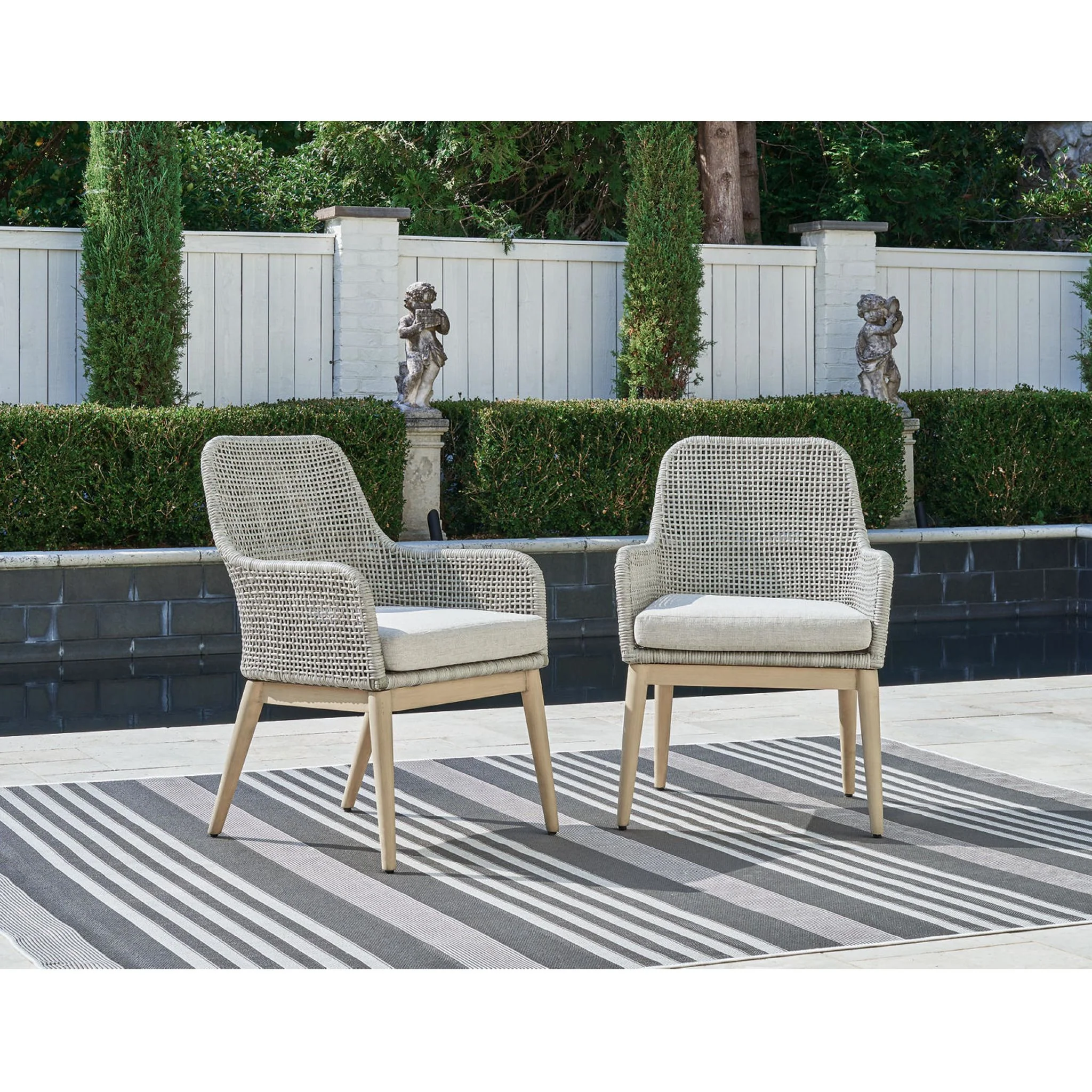 Seton Creek Outdoor Arm Chair with Cushion (set of 2) - Image 2